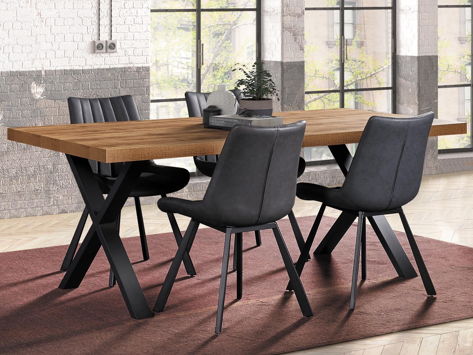 Table repas LIEZE 200 cm bois tropix avec pieds en X