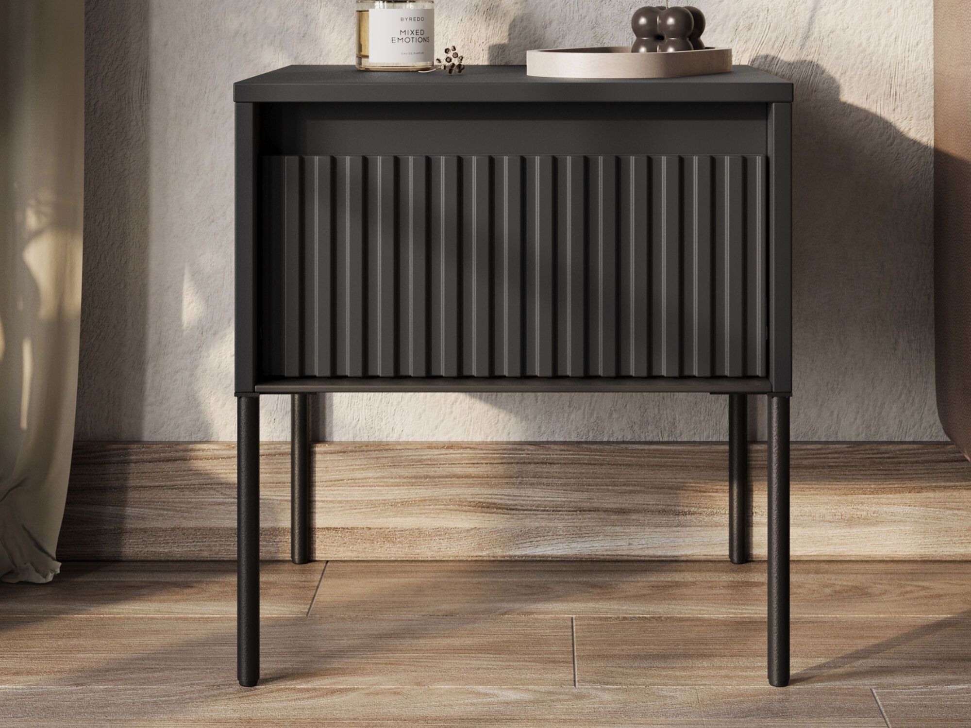 Table de chevet TRAINING 1 tiroir chêne noir