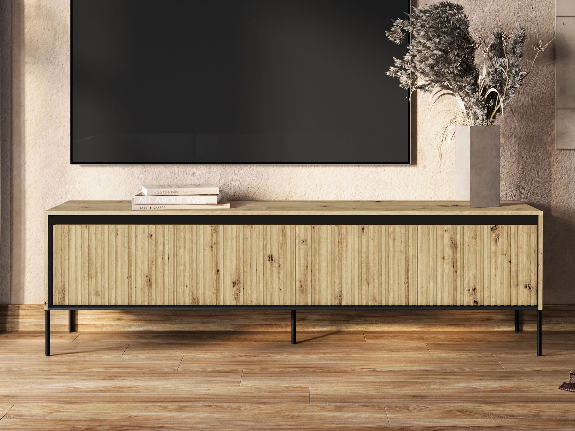 Meuble tv-hifi TRAINING 4 portes 192 cm chêne artisan