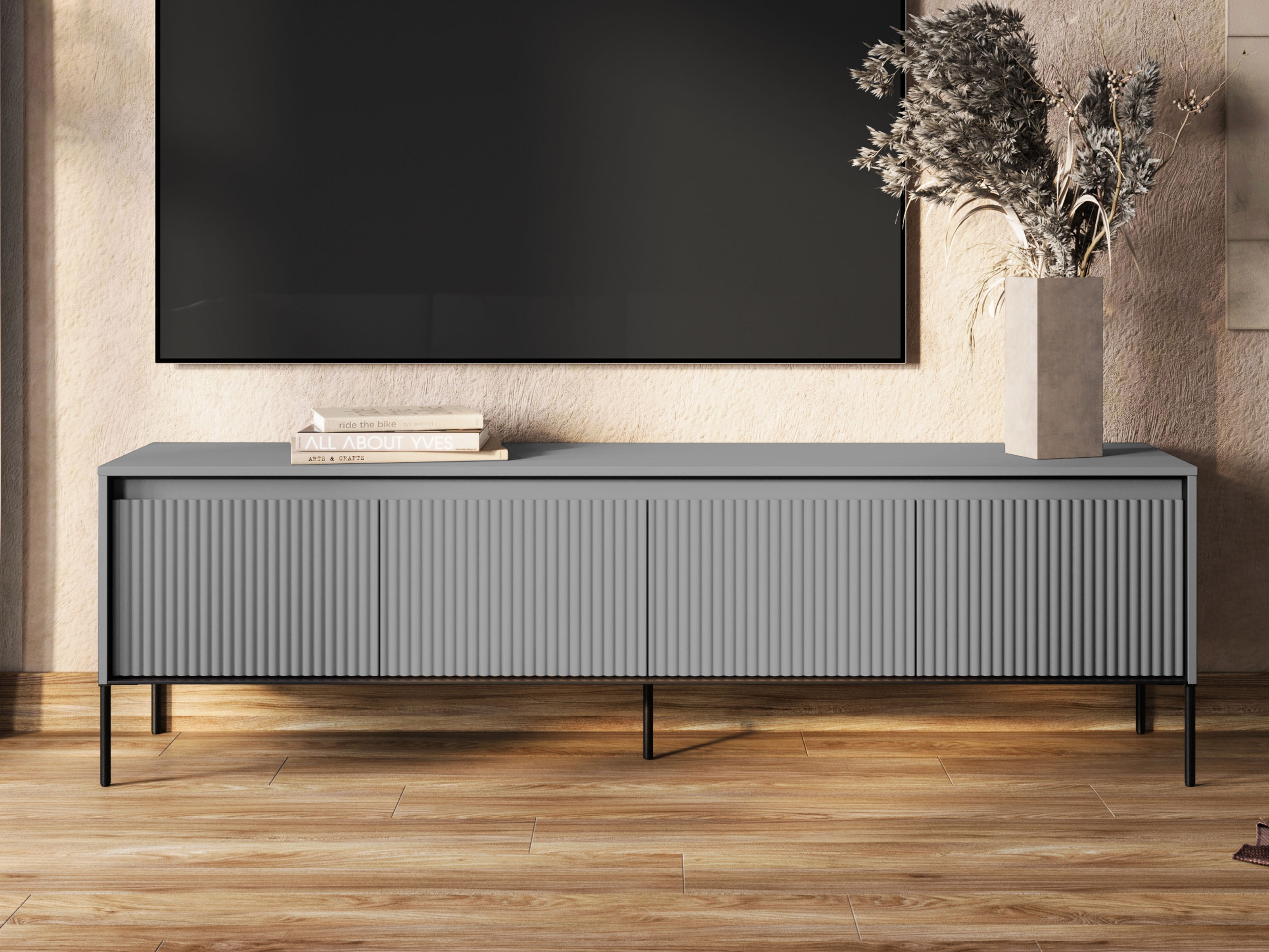 Meuble tv-hifi TRAINING 4 portes 192 cm gris