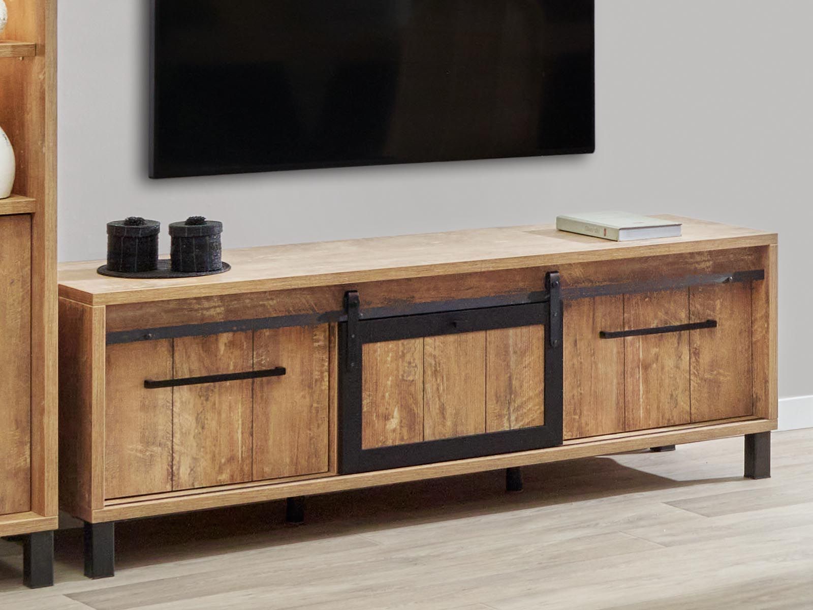 Meuble tv-hifi ALCANTARA 3 portes teck orangé