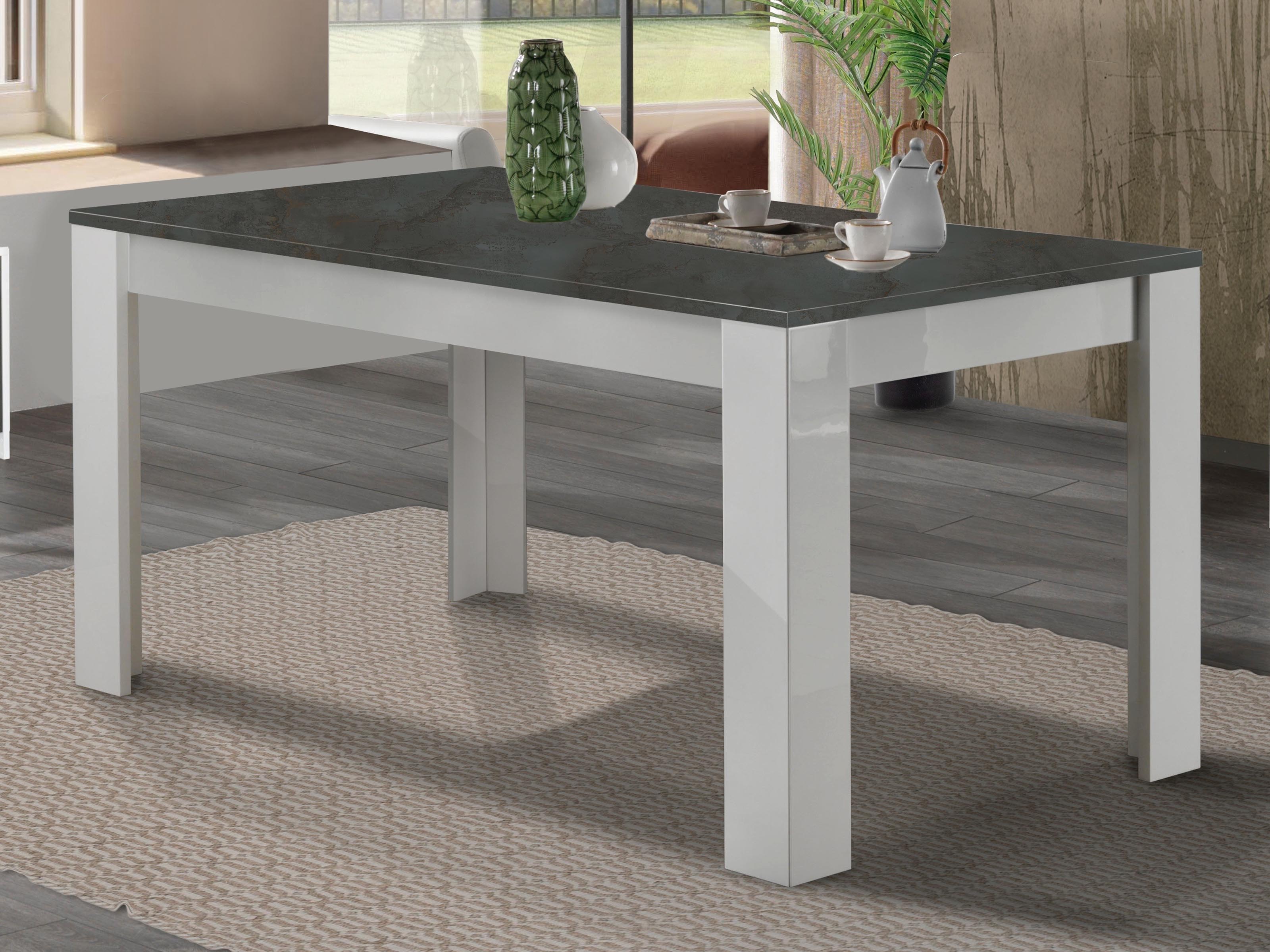 Table repas GIARDINO 160 cm blanc/graphite