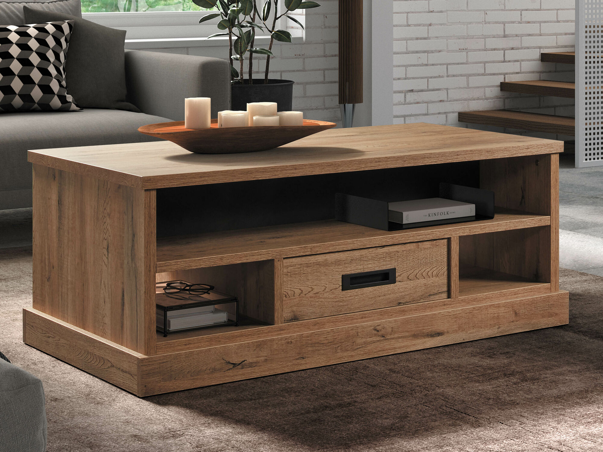 Table basse PIRELI 125 cm chêne scarlet