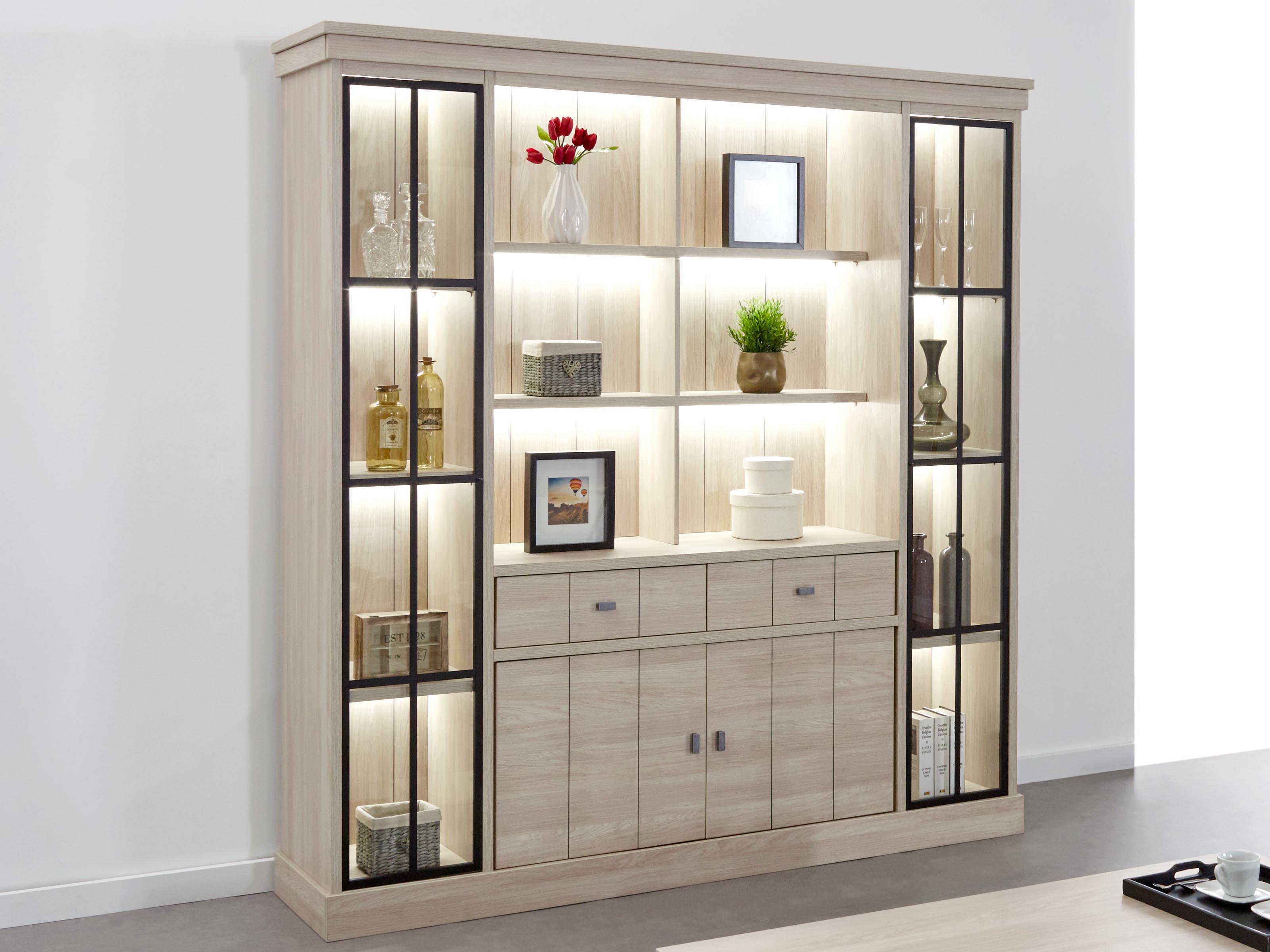 Vaisselier ORANO 4 portes 2 tiroirs 197 cm gauche orme