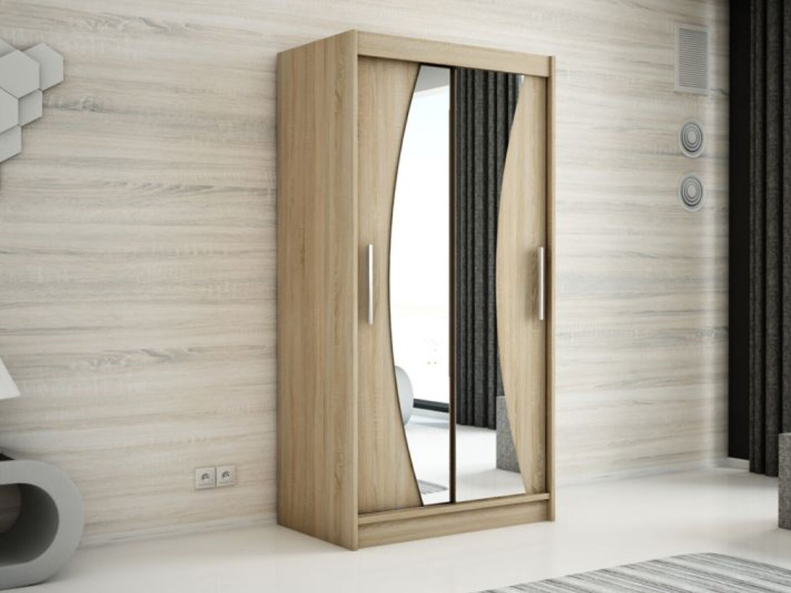 Armoire WAVRE 2 portes coulissantes 100 cm sonoma