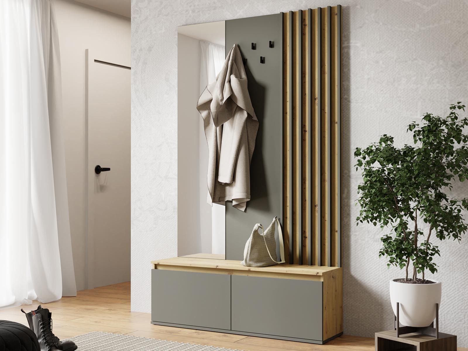 Vestiaire DANIEL chêne artisan/graphite