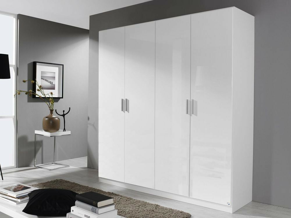 Armoire CELTI 4 portes blanc/blanc laqué