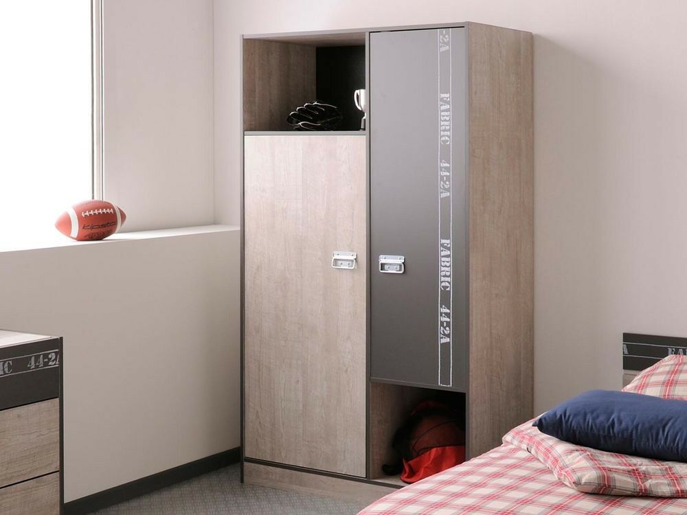 Armoire FACTORY 2 portes gris loft/gris ombre
