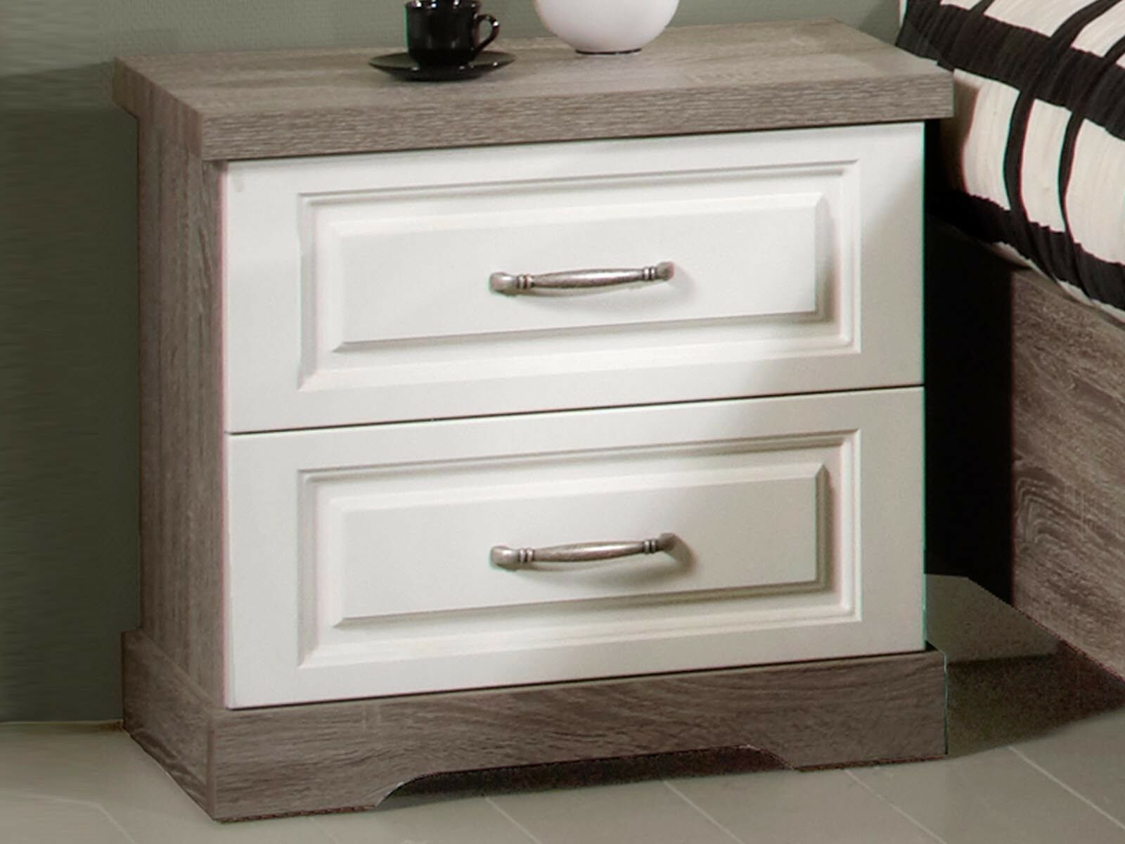 Chevet IVANA 2 tiroirs truffe/porcelaine