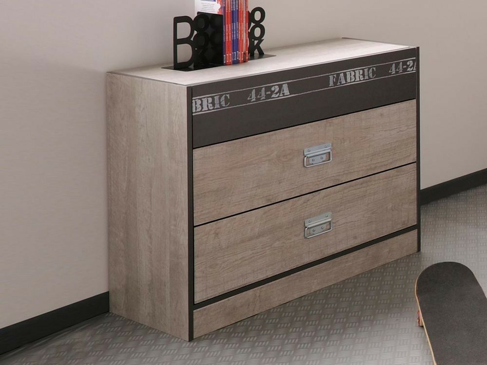 Commode FACTORY 3 tiroirs gris loft/gris ombre