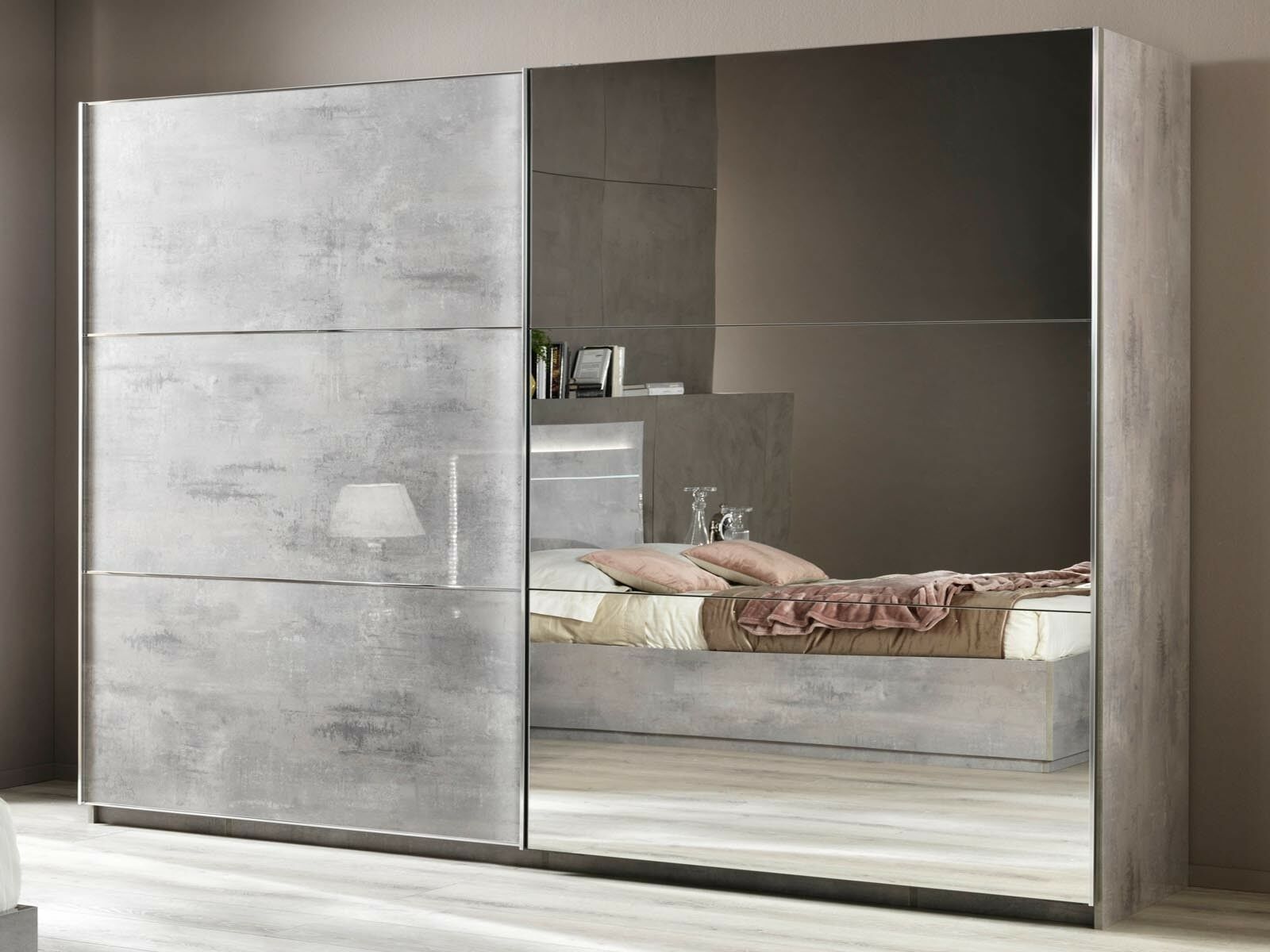 Armoire MARMO 2 portes coulissantes 263 cm marbre laqué