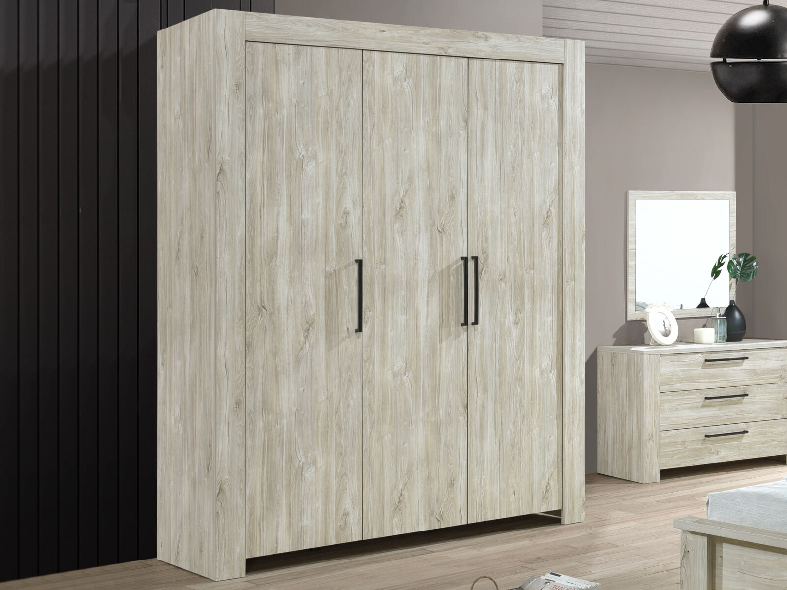 Armoire IVAN 3 portes chêne plage