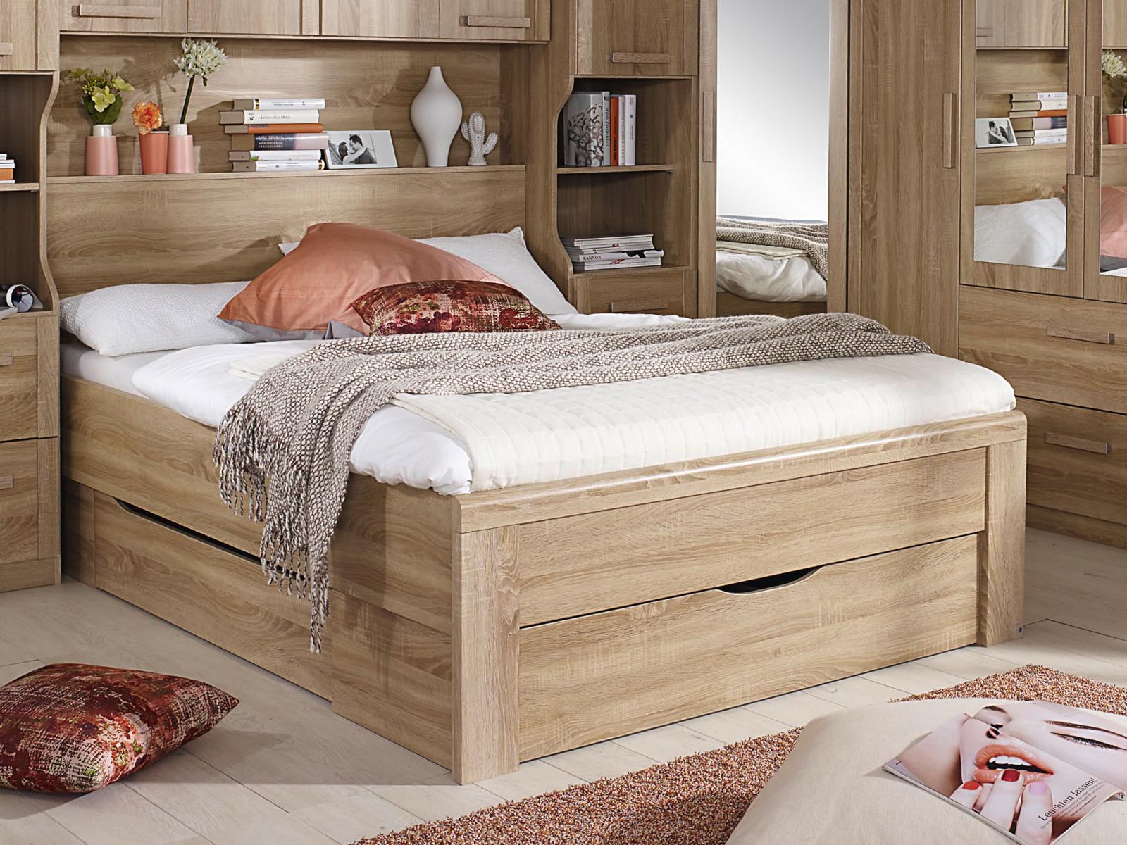 Lit RIGA 160x200 cm sonoma avec tiroirs