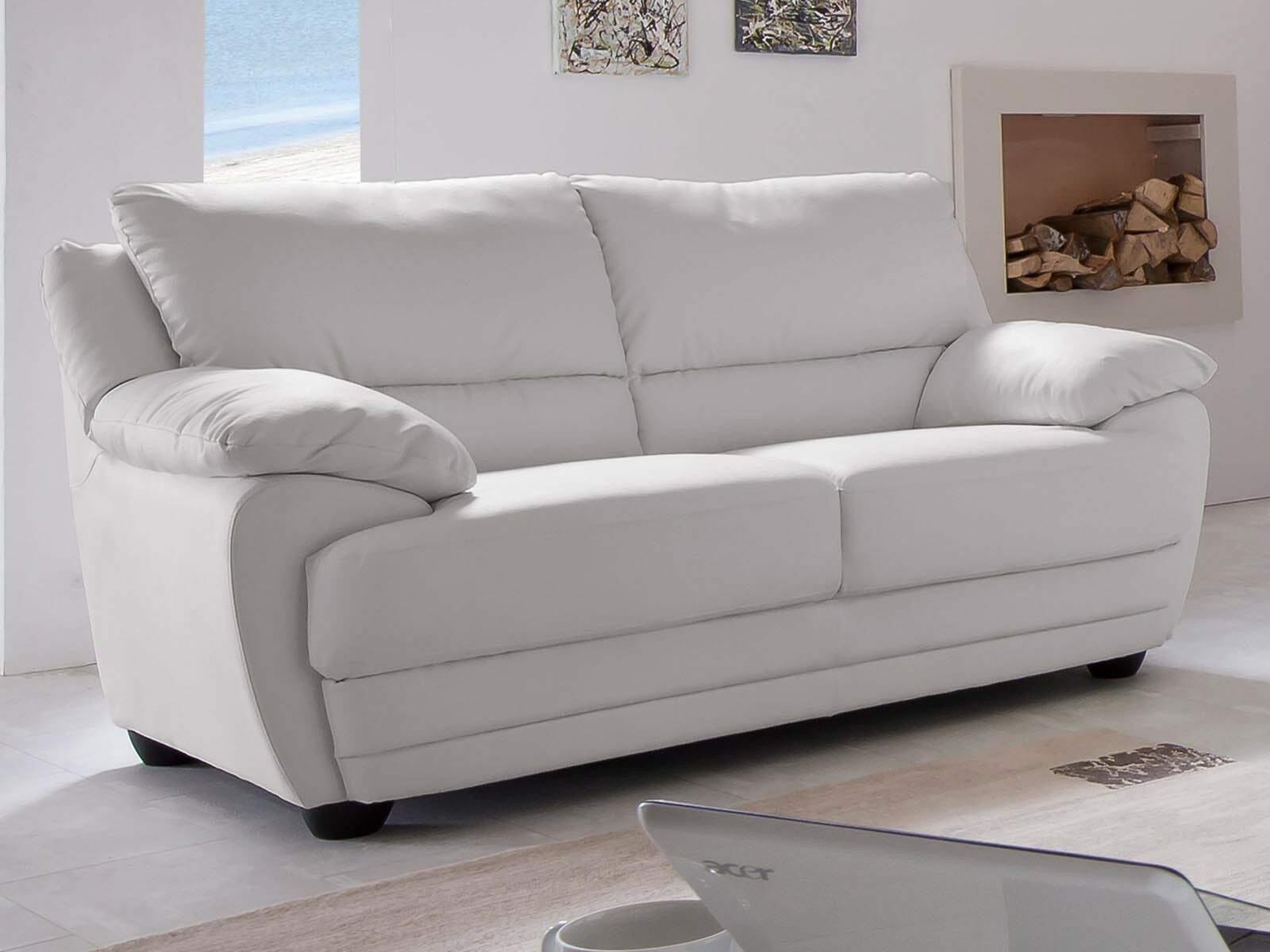 Canapé NEBRASKA 2 places éco-cuir blanc