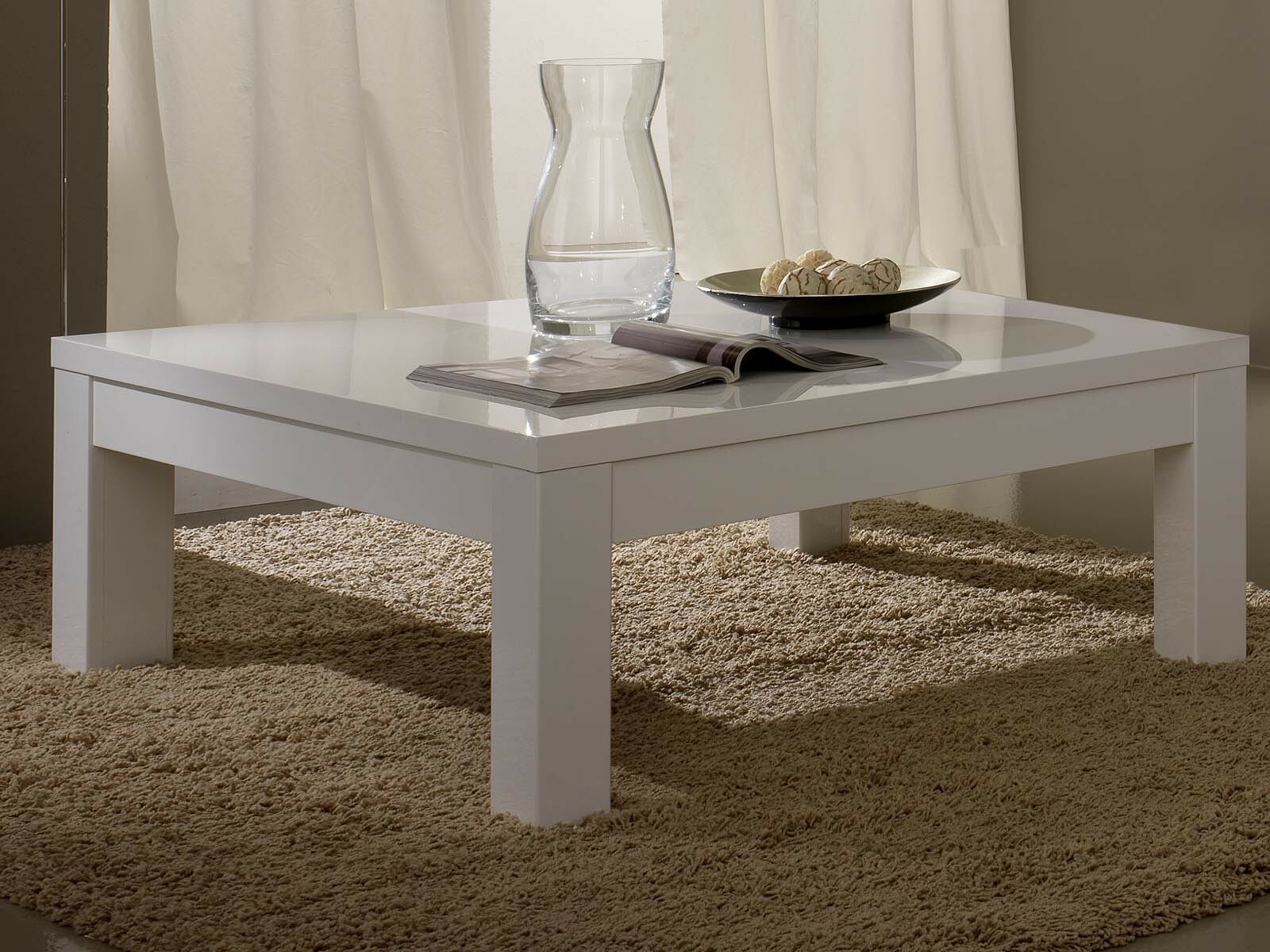 Table basse ROMEO carrée blanc laque