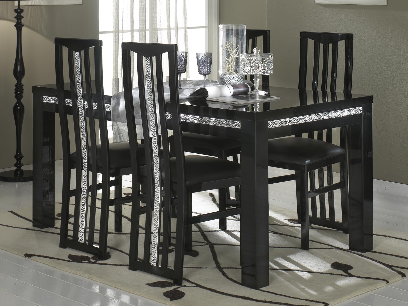 Table repas REBECCA 190 noir laque