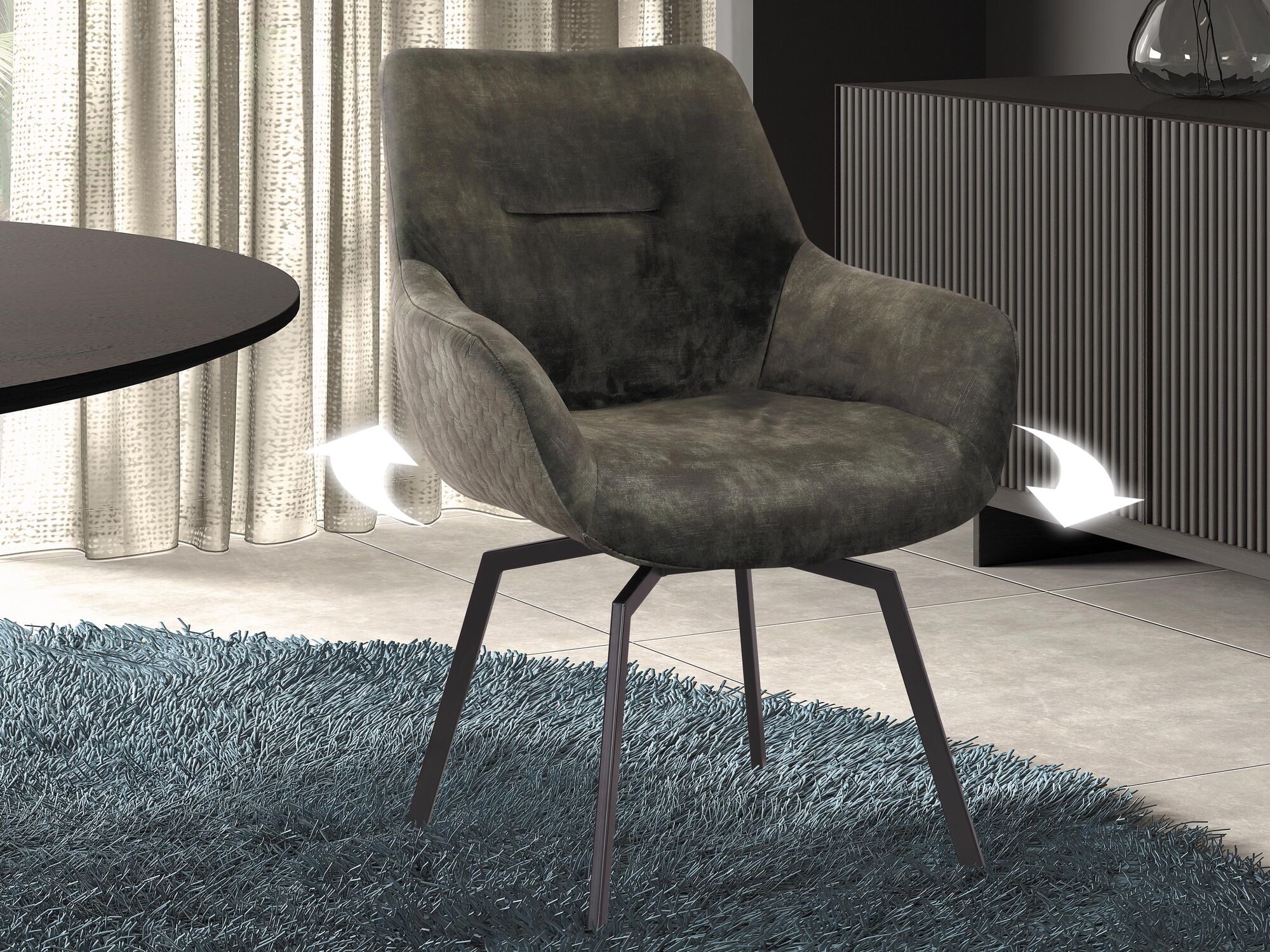 Chaise pivotante MODIL velours vert