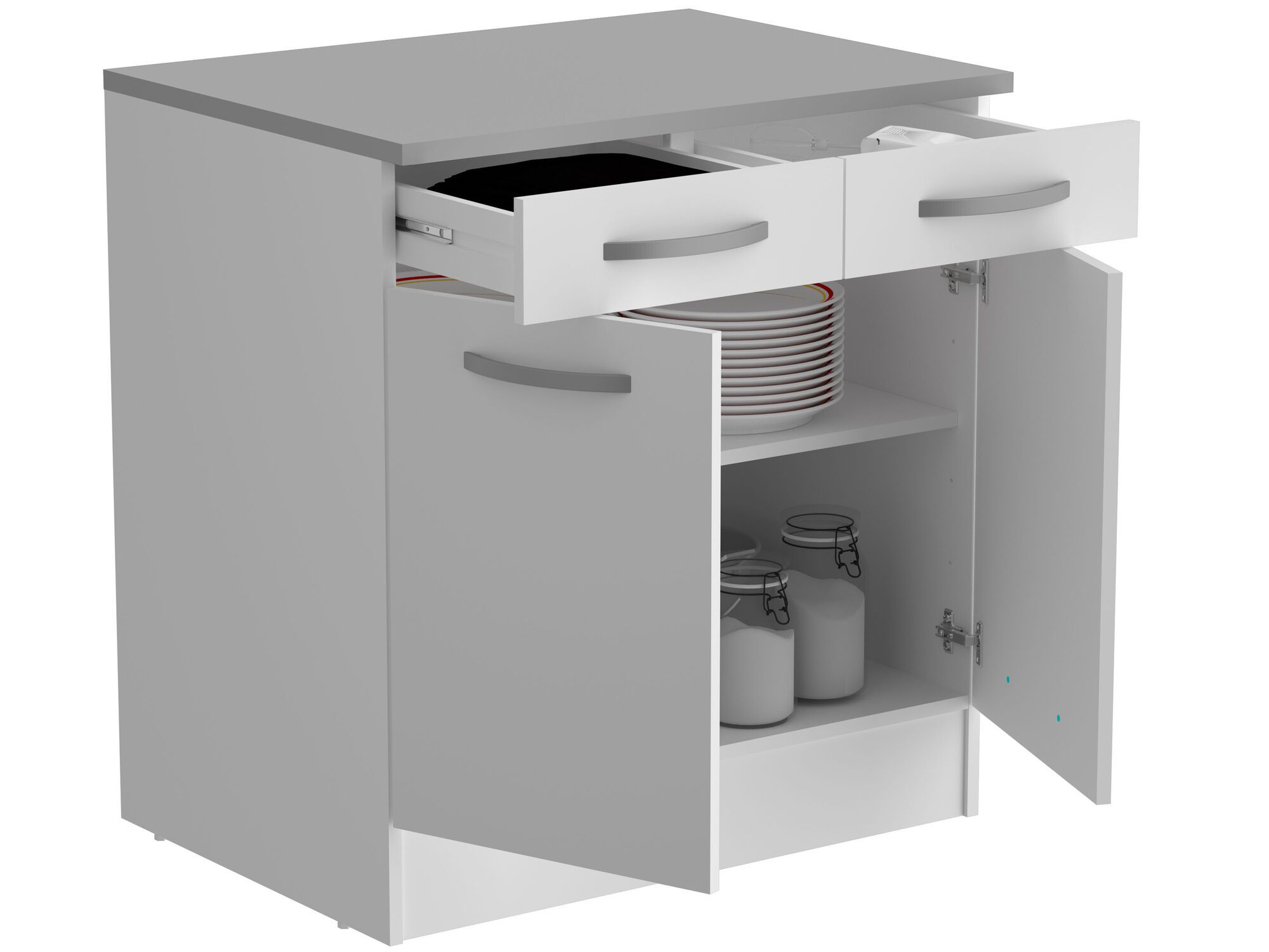 Meuble bas ECOTIC 2 portes 2 tiroirs blanc