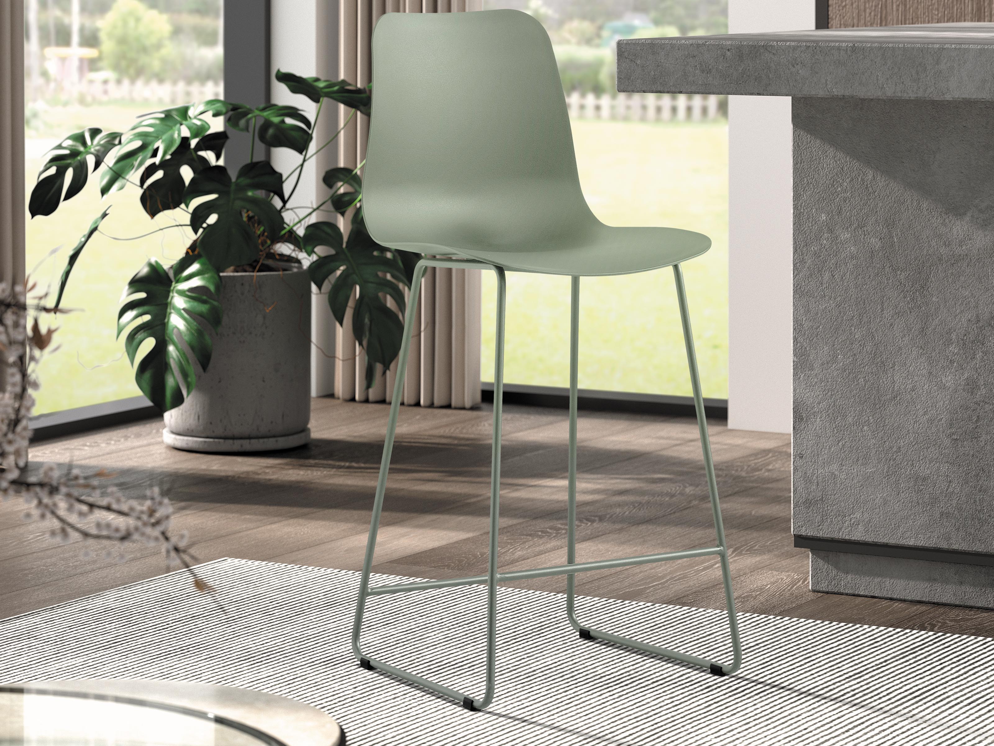 Tabouret de bar MARIPALO gris/vert