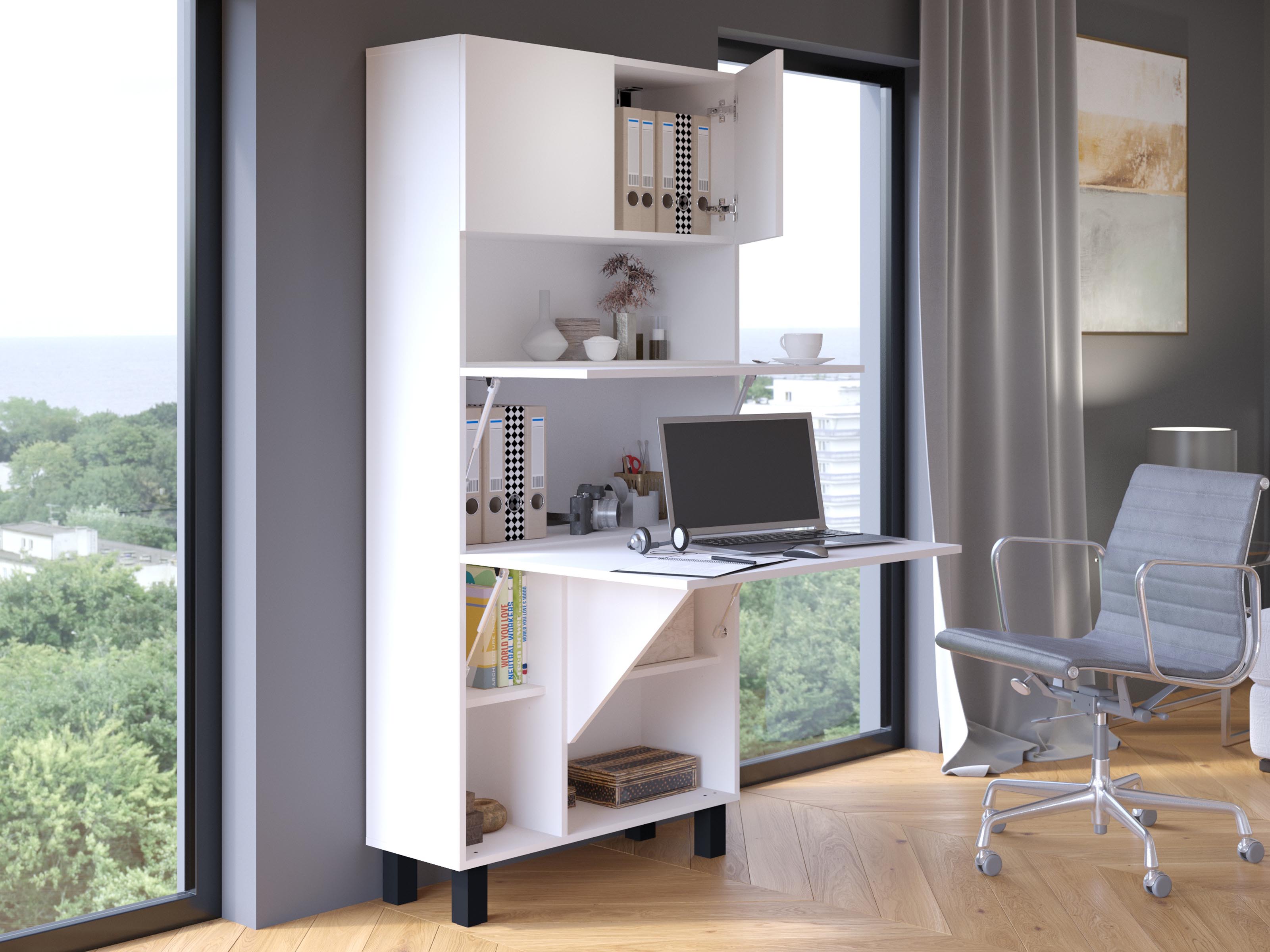 Armoire bureau HOMELA 4 portes blanc