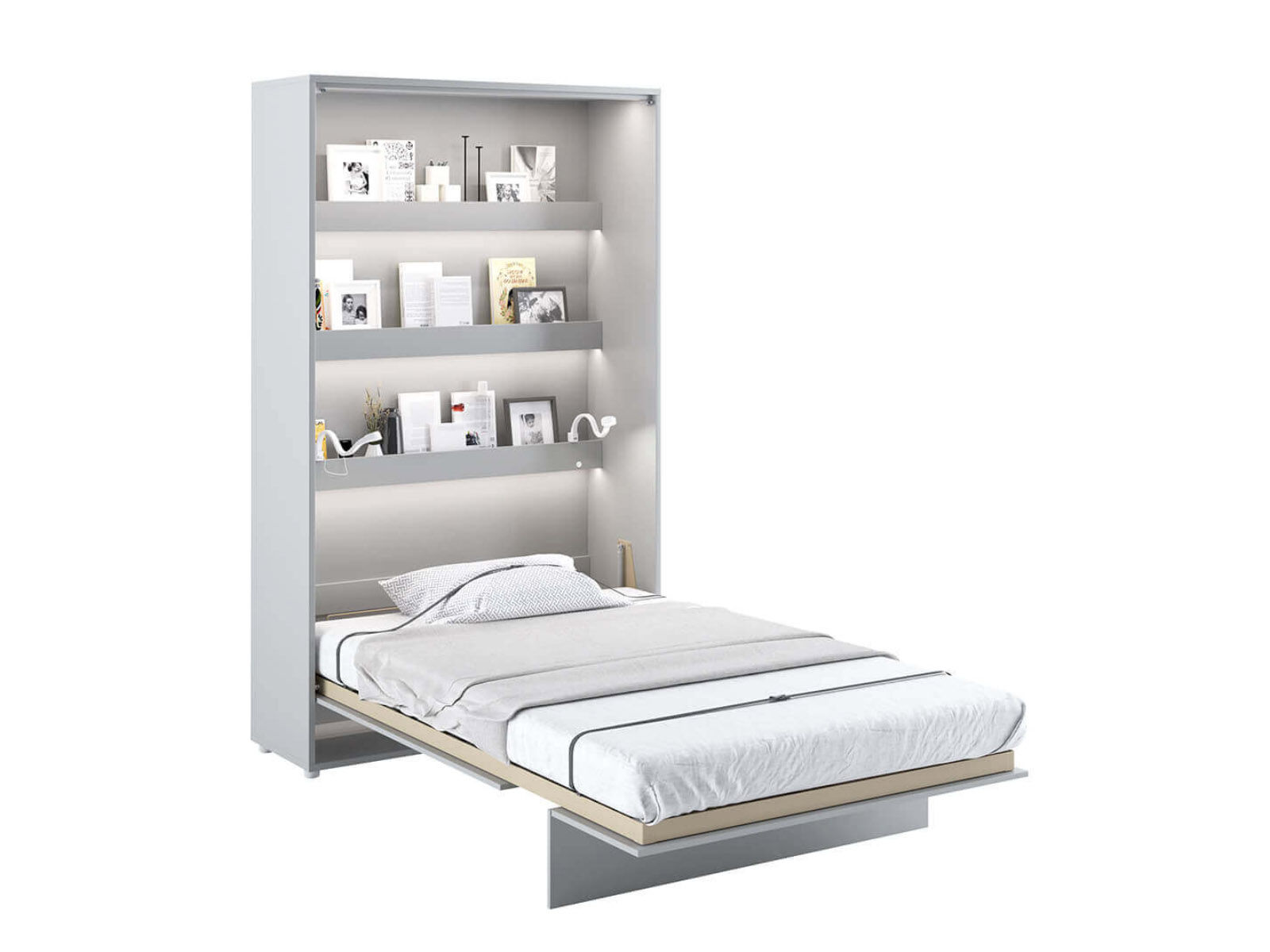 Lit mural escamotable CONCEPTION PRO 120x200 cm gris mat (vertical)