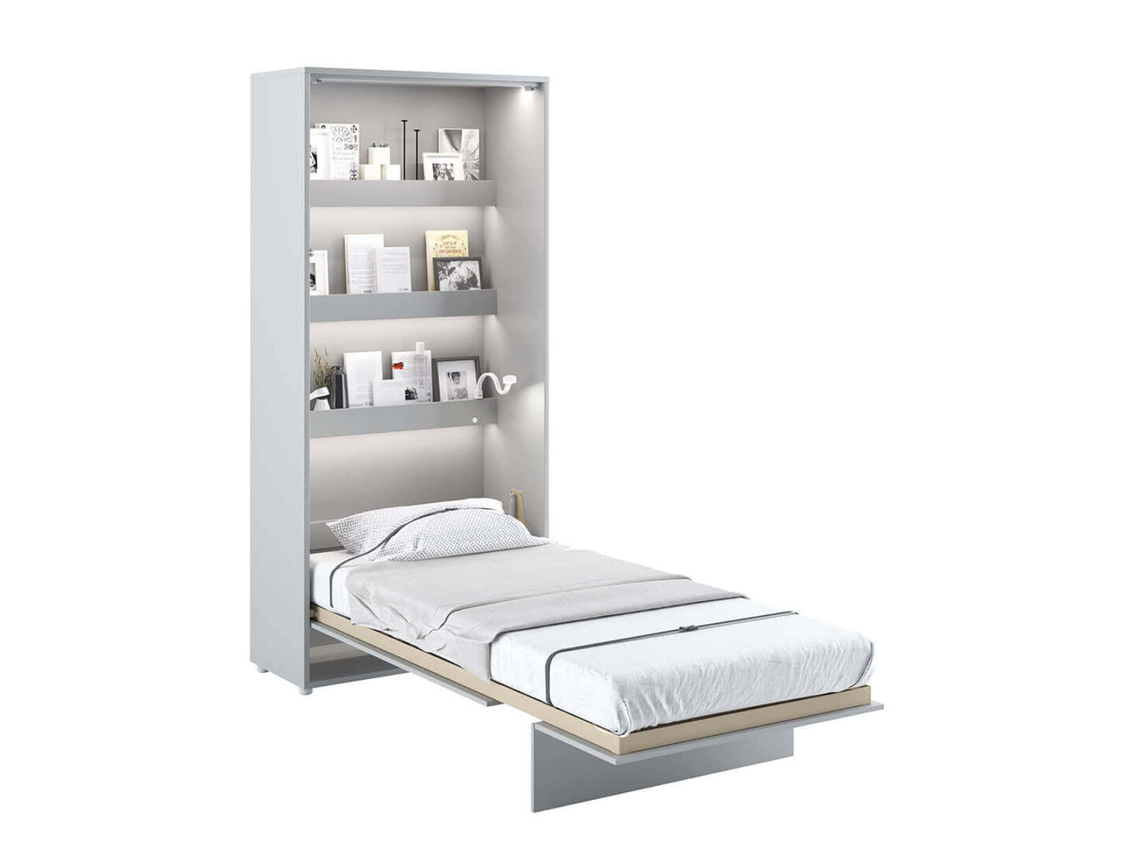 Lit mural escamotable CONCEPTION PRO 90x200 cm gris mat (vertical)