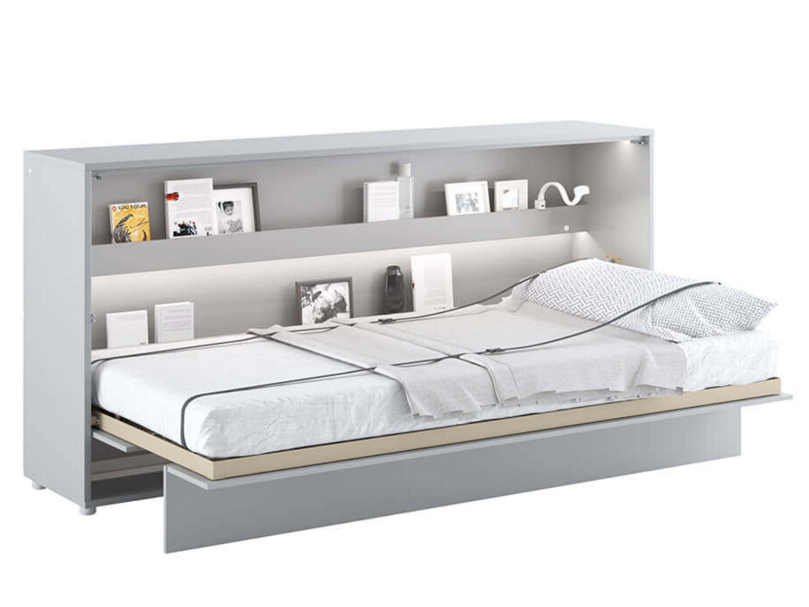 Lit mural escamotable CONCEPTION PRO 90x200 cm gris mat (horizontal)