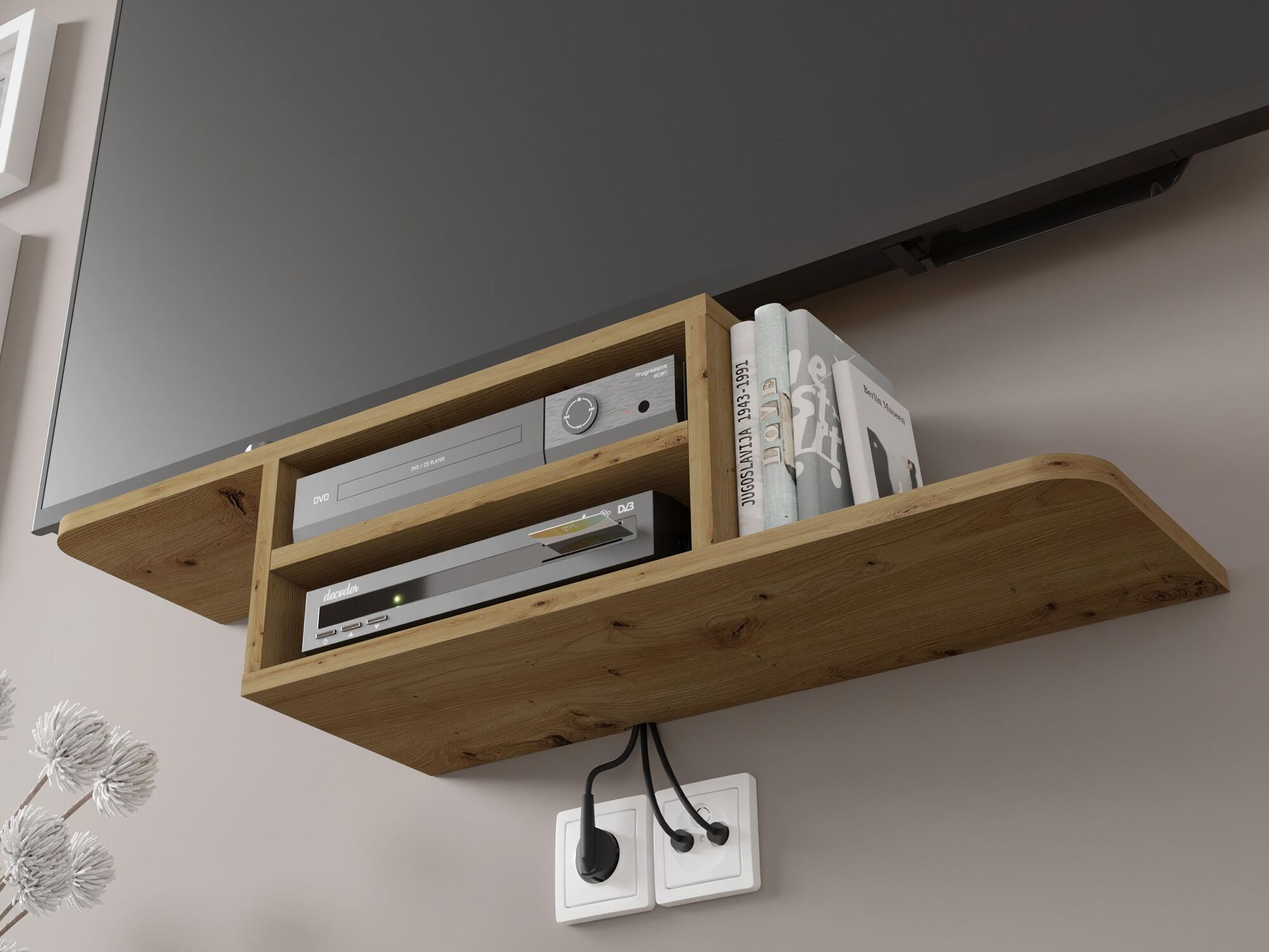 Meuble tv-hifi suspendu DENMA chêne artisan