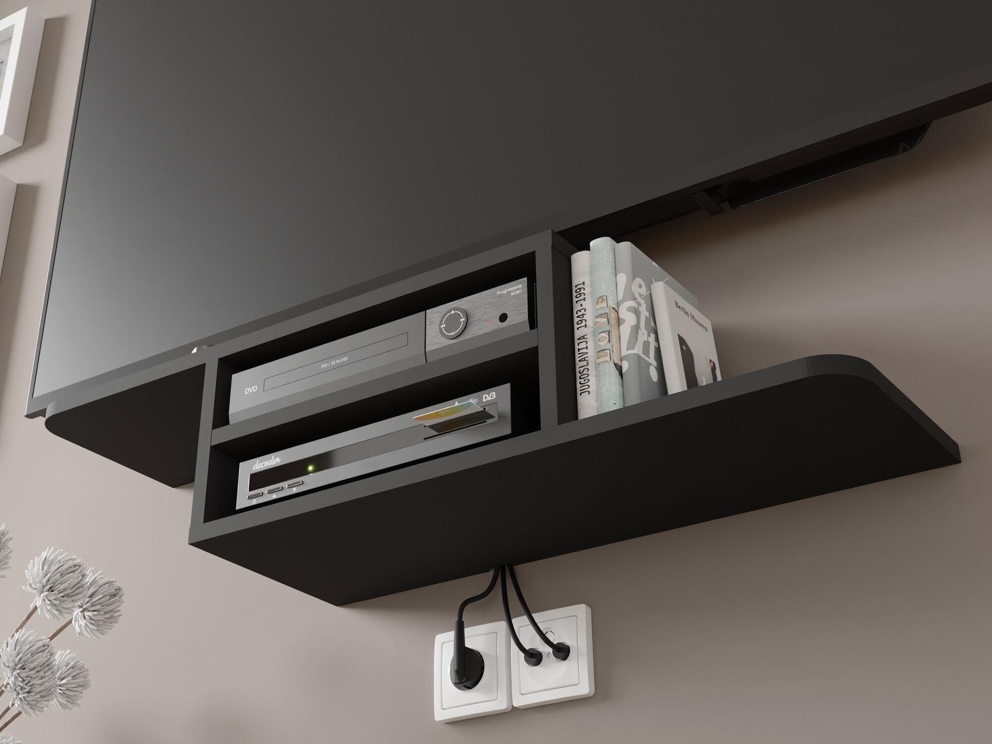 Meuble tv-hifi suspendu DENMA noir