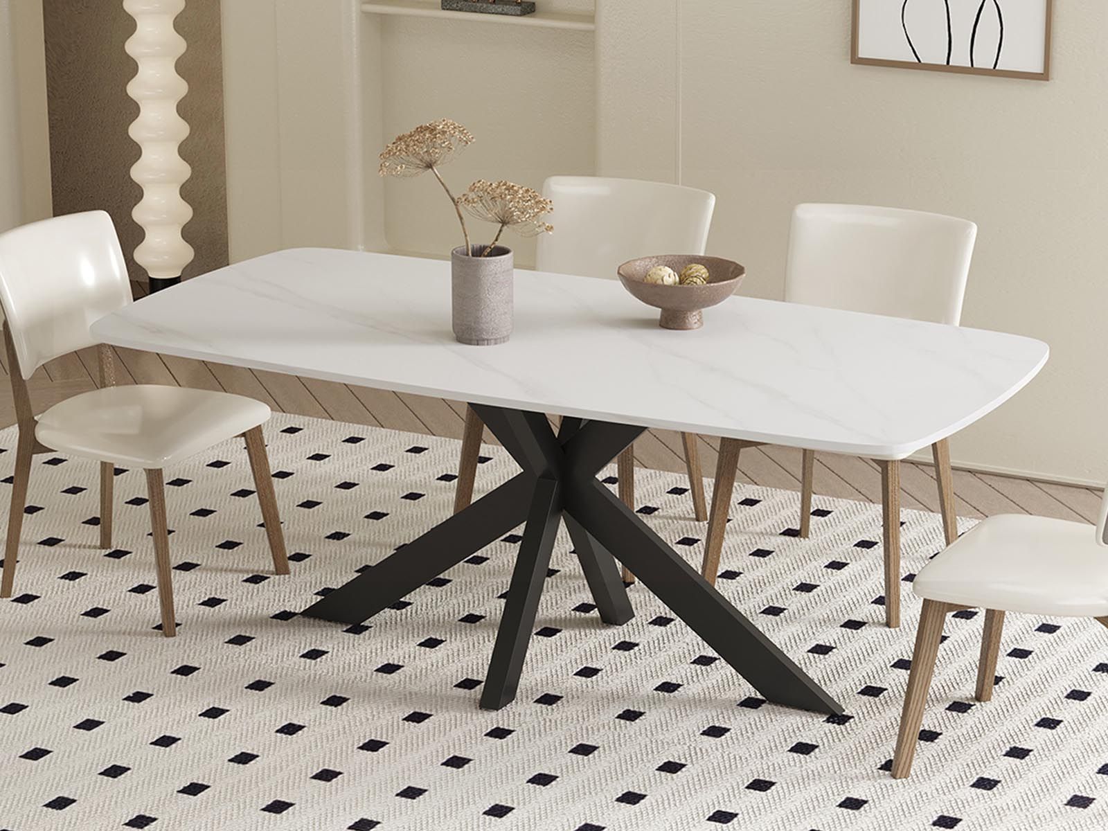 Table repas rectangulaire APOLIRI 180 cm blanc