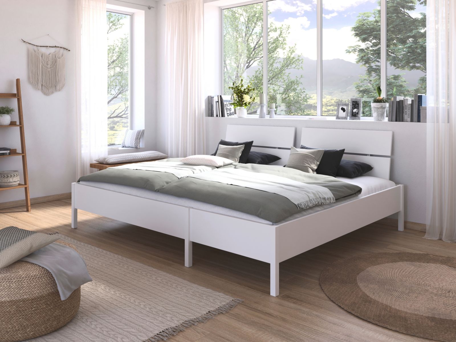 Lit familial DOMUS 240x200 cm blanc alpin avec tête de lit