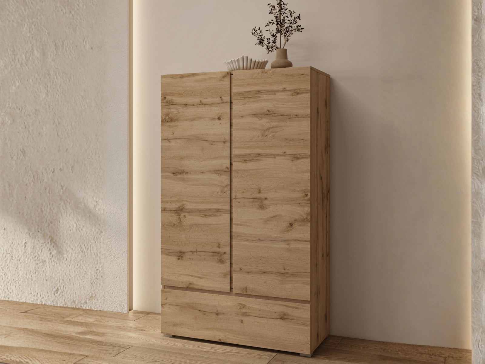 Commode ASYMI 2 portes 1 tiroir chêne wotan