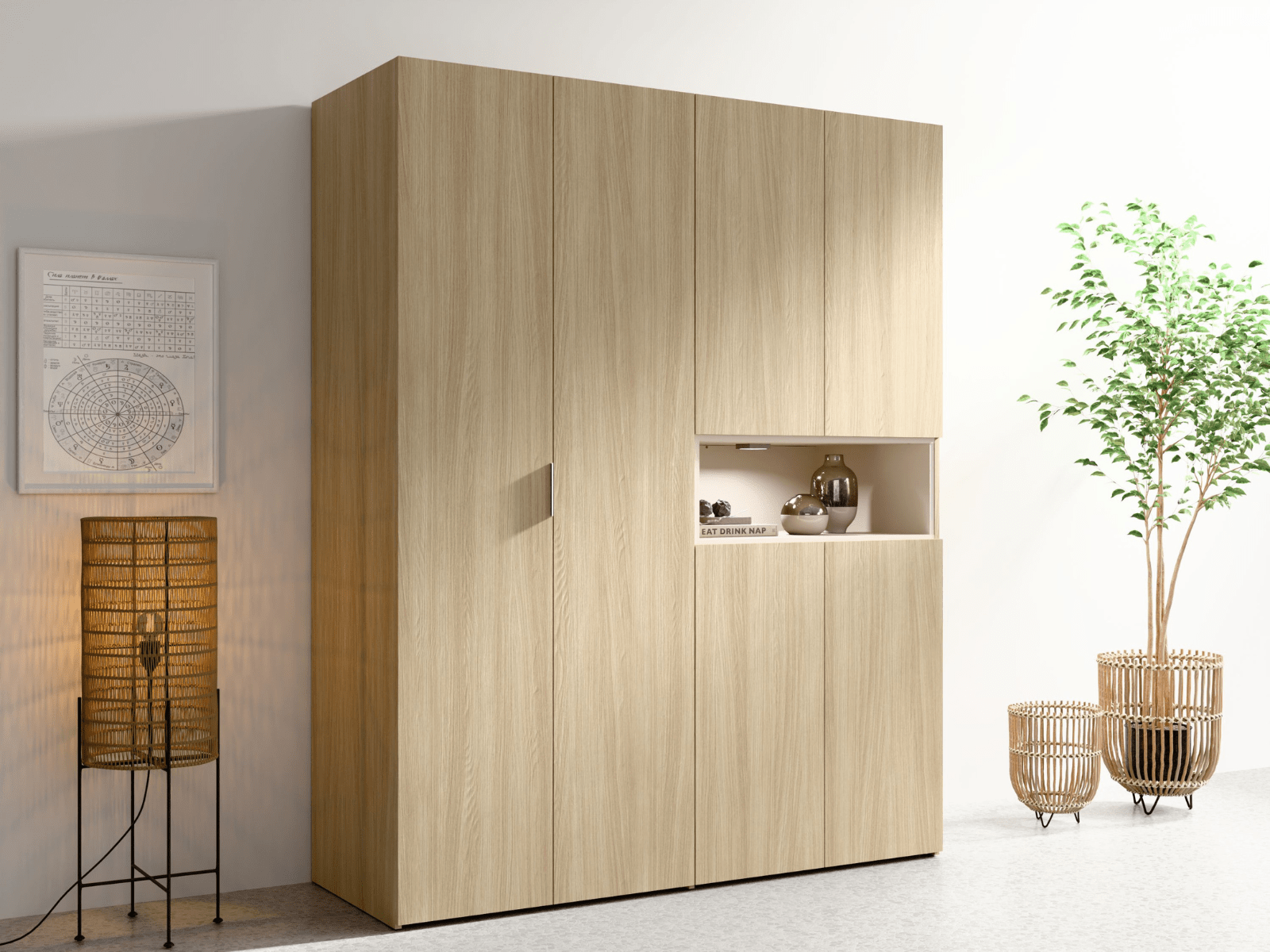 Armoire VILLANOVA 5 portes chêne barista