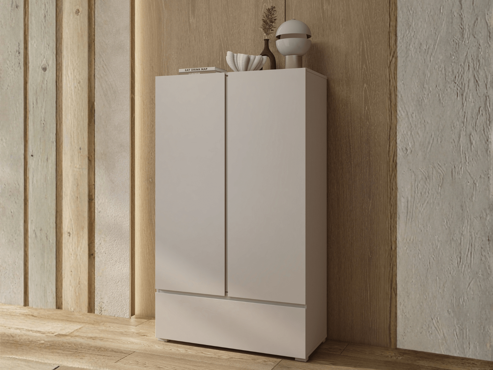 Commode ASYMI 2 portes 1 tiroir cachemire