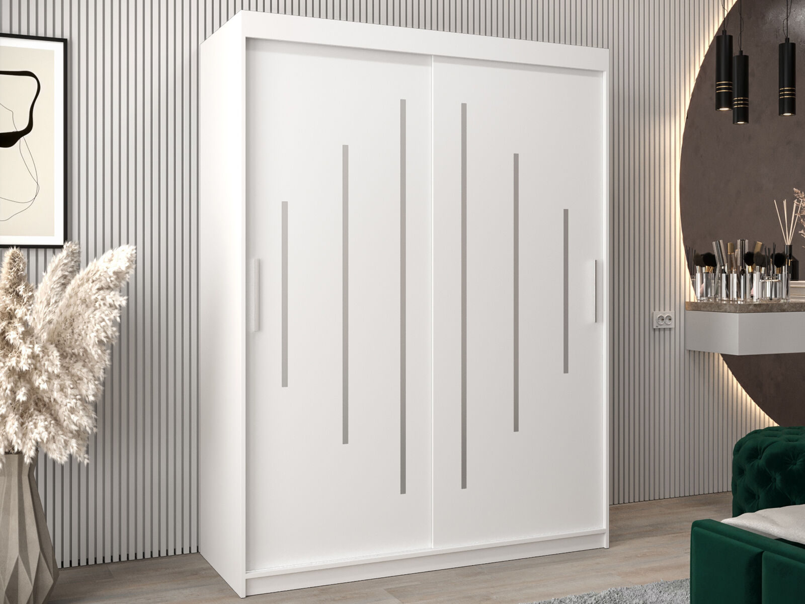 Armoire YORKNEW 2 portes coulissantes 150 cm blanc