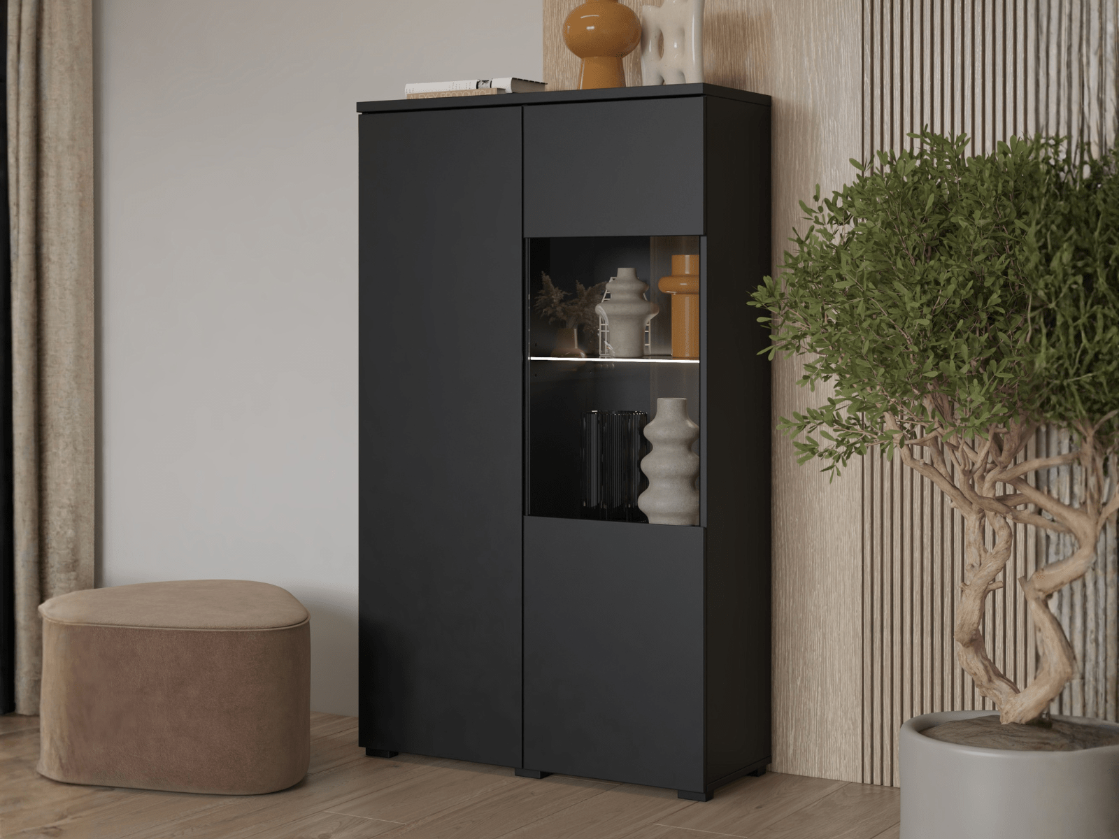 Vitrine MODOK 2 portes noir
