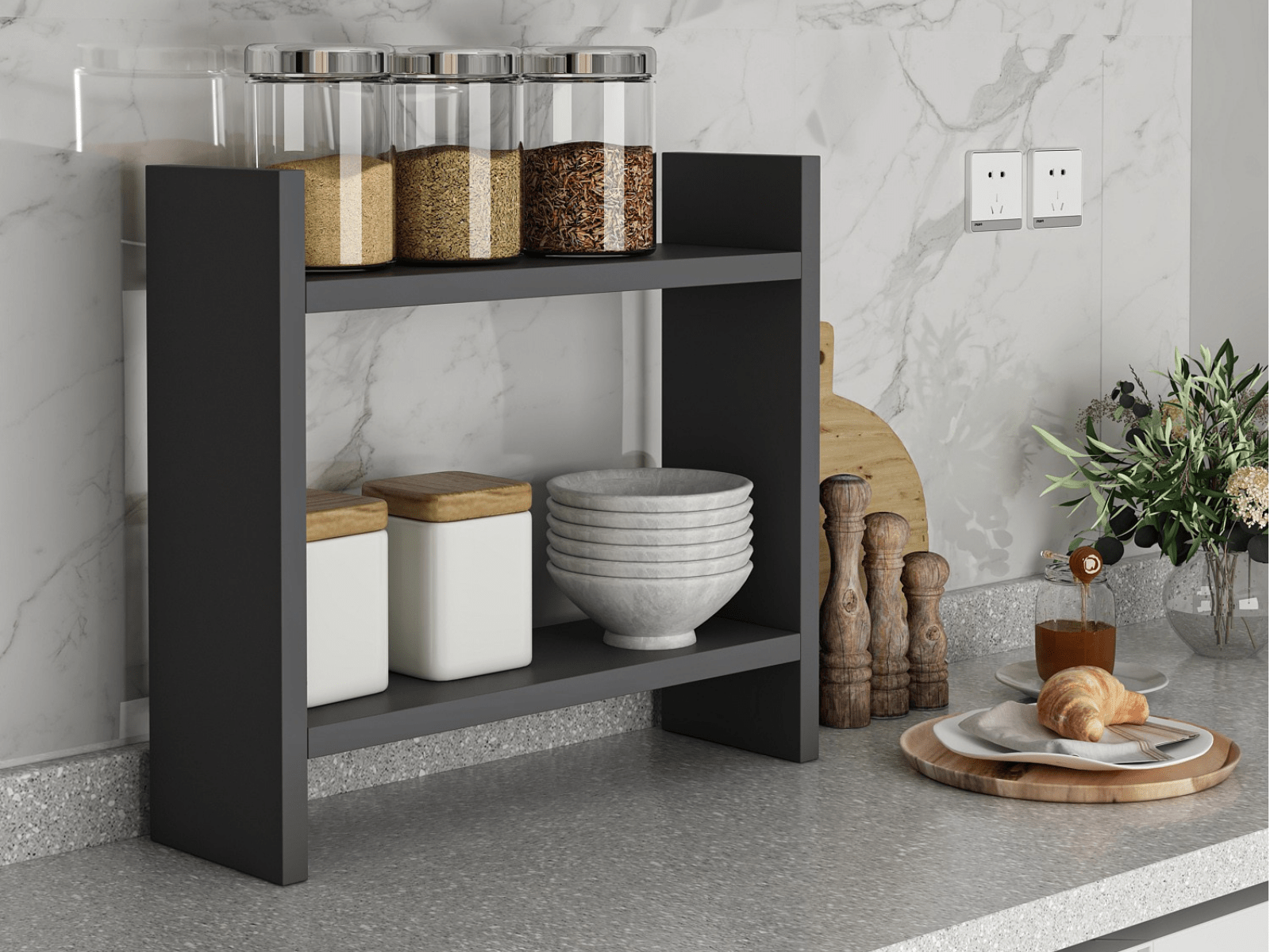 Étagère de cuisine DENIRO 2 étagères anthracite