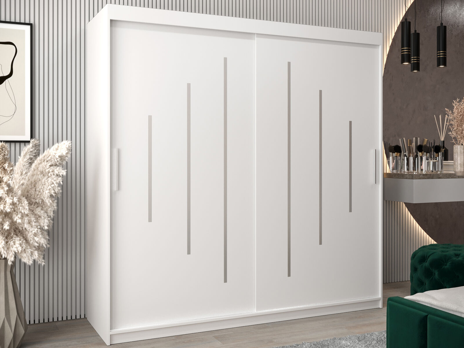 Armoire YORKNEW 2 portes coulissantes 200 cm blanc