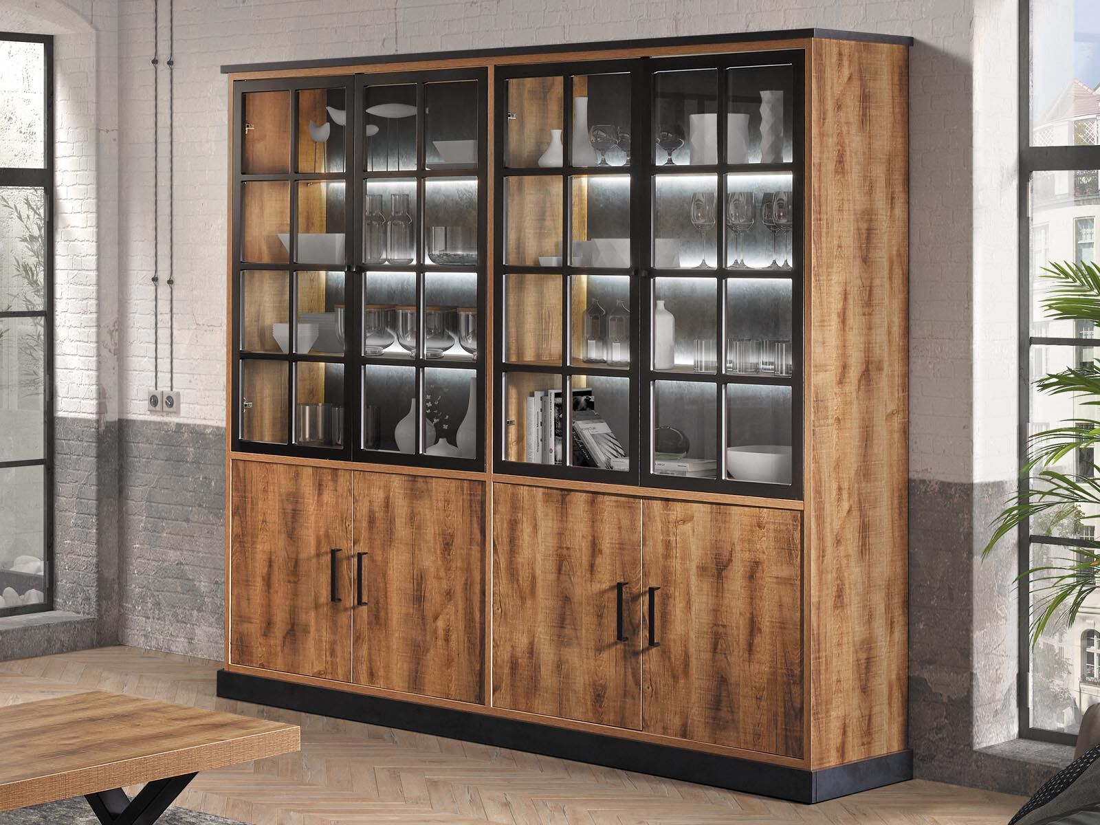 Bibliothèque OBI 8 portes bois tropix