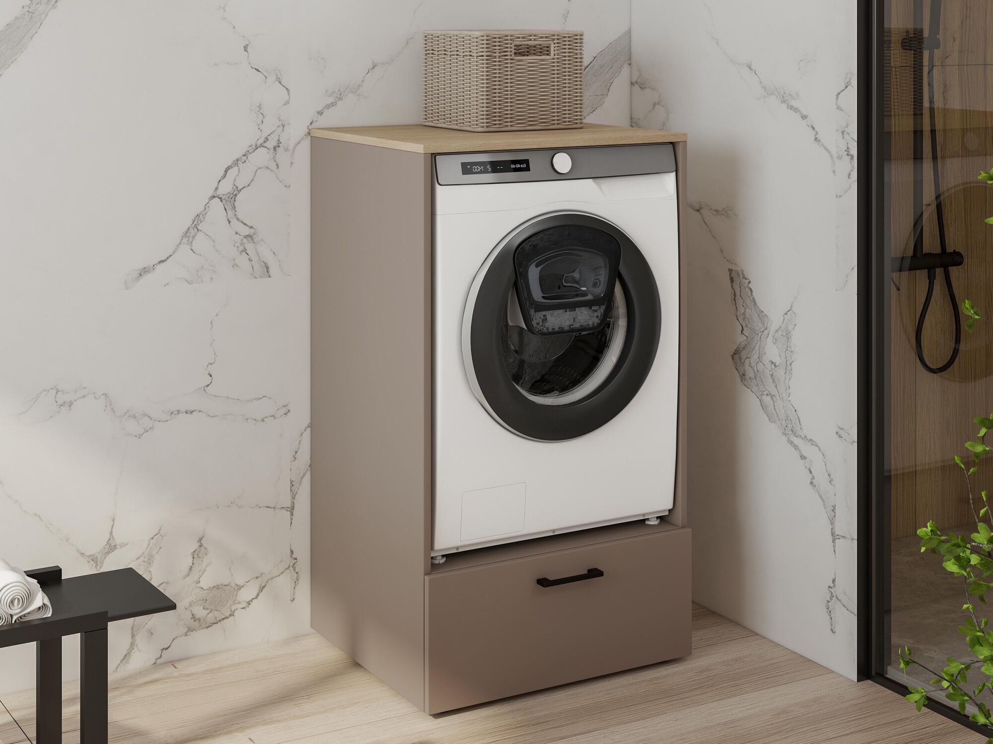 Meuble rangement machine à laver LAUNDRY 1 machine taupe