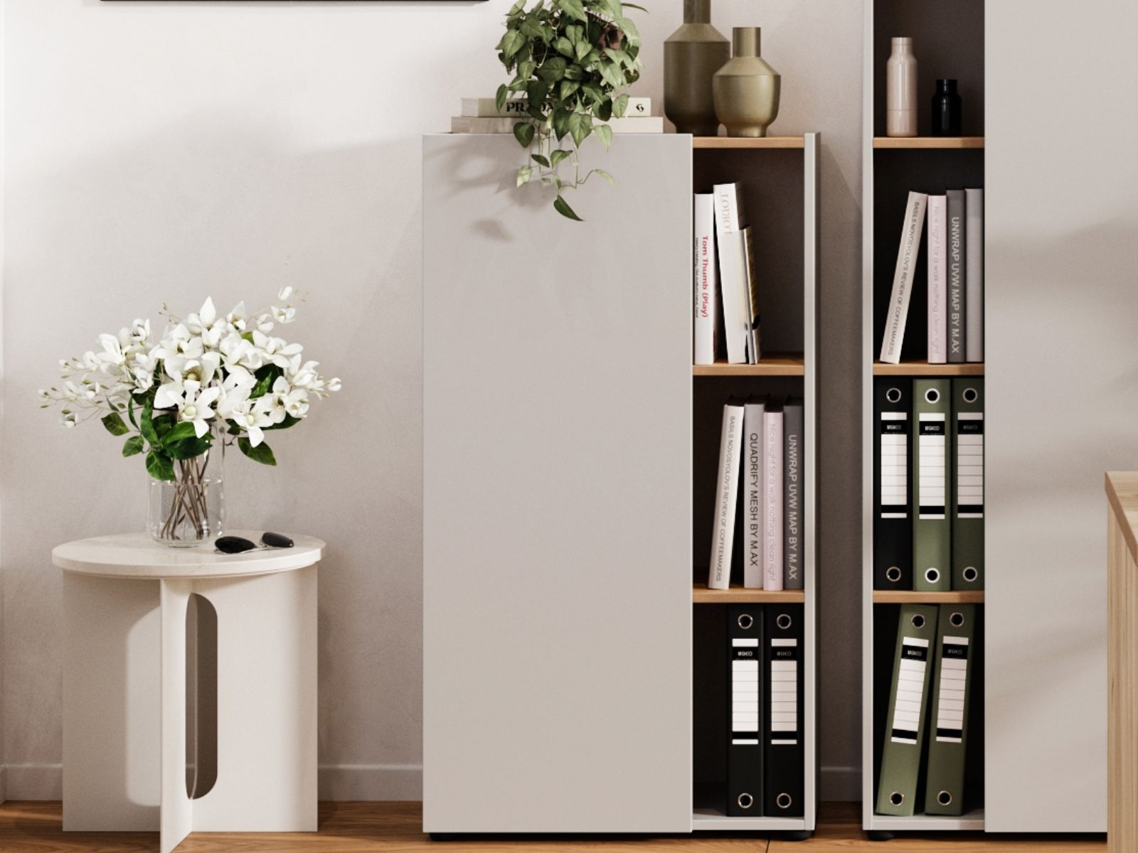 Armoire de bureau ADRIANO 2 étagères cachemire/chêne navarra