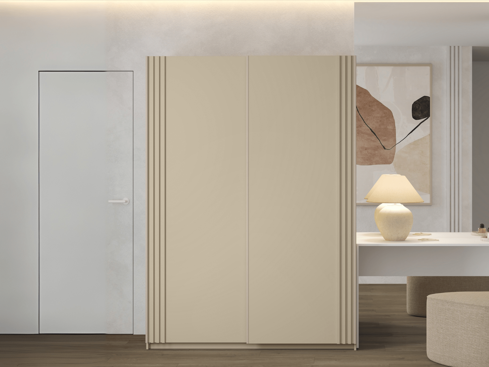 Armoire NIVAK 2 portes coulissantes 150 cm cachemire