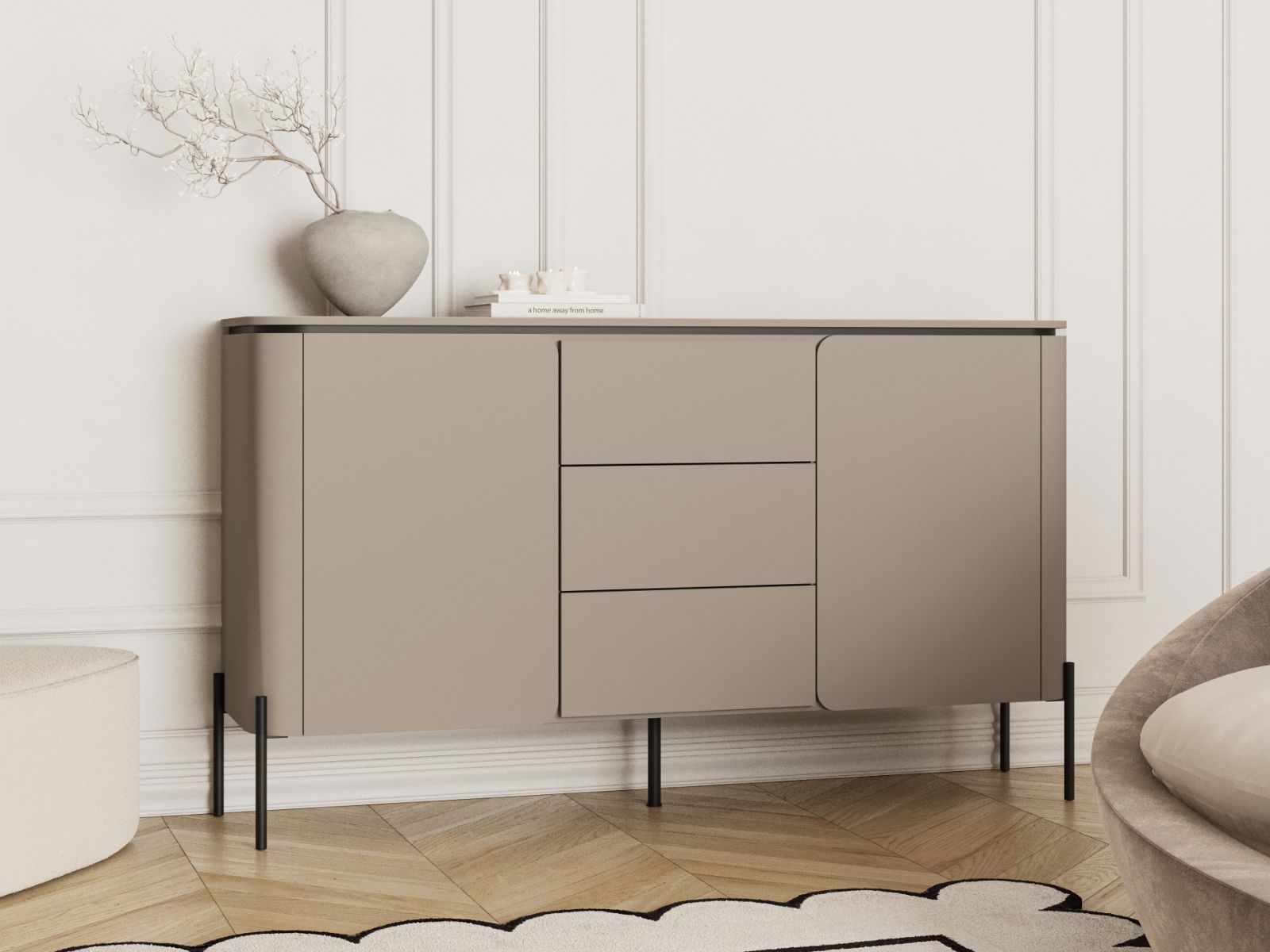 Buffet/bahut BELLATRE 2 portes 3 tiroirs taupe