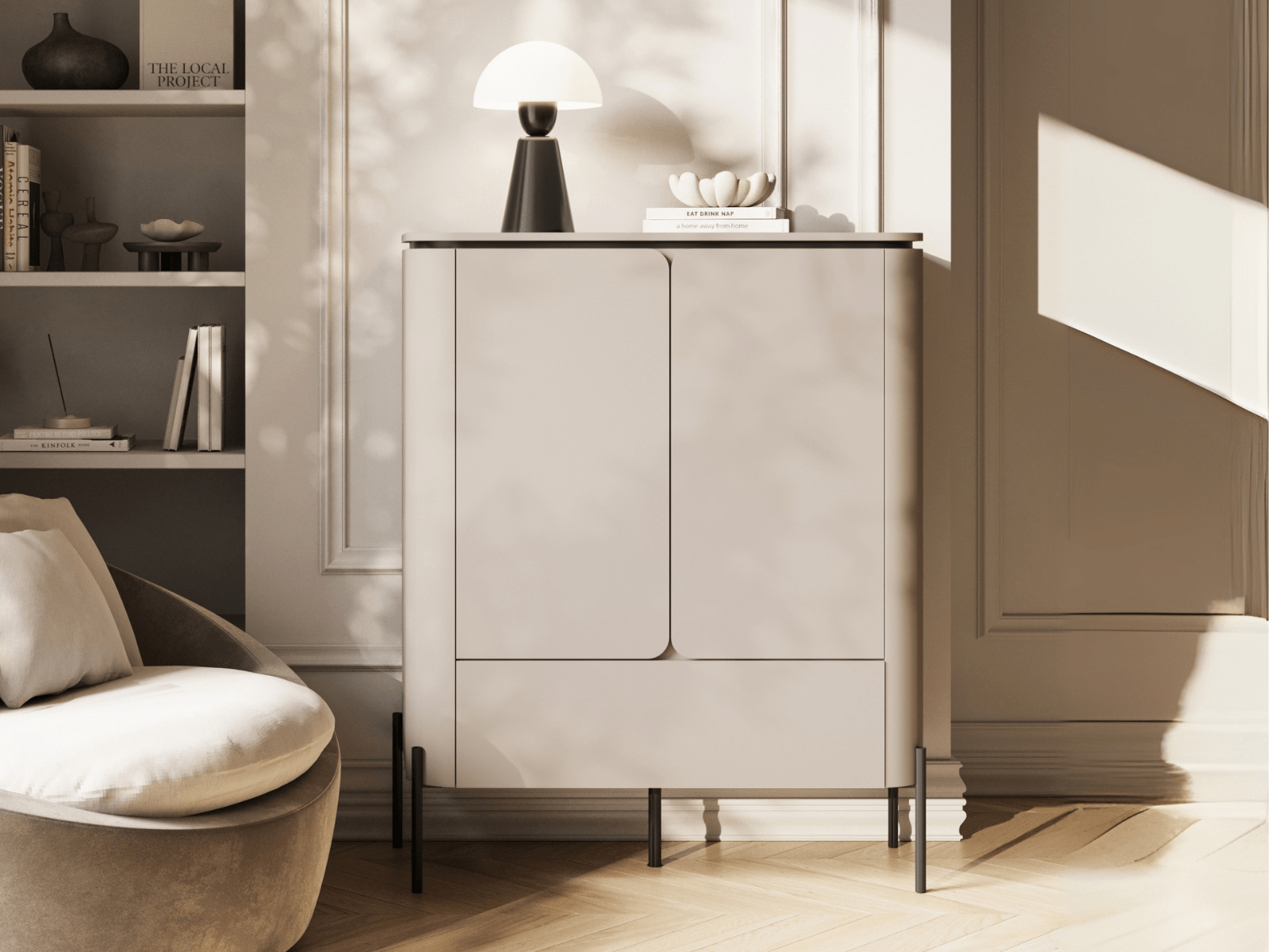 Commode BELLATRE 2 portes 1 tiroir taupe