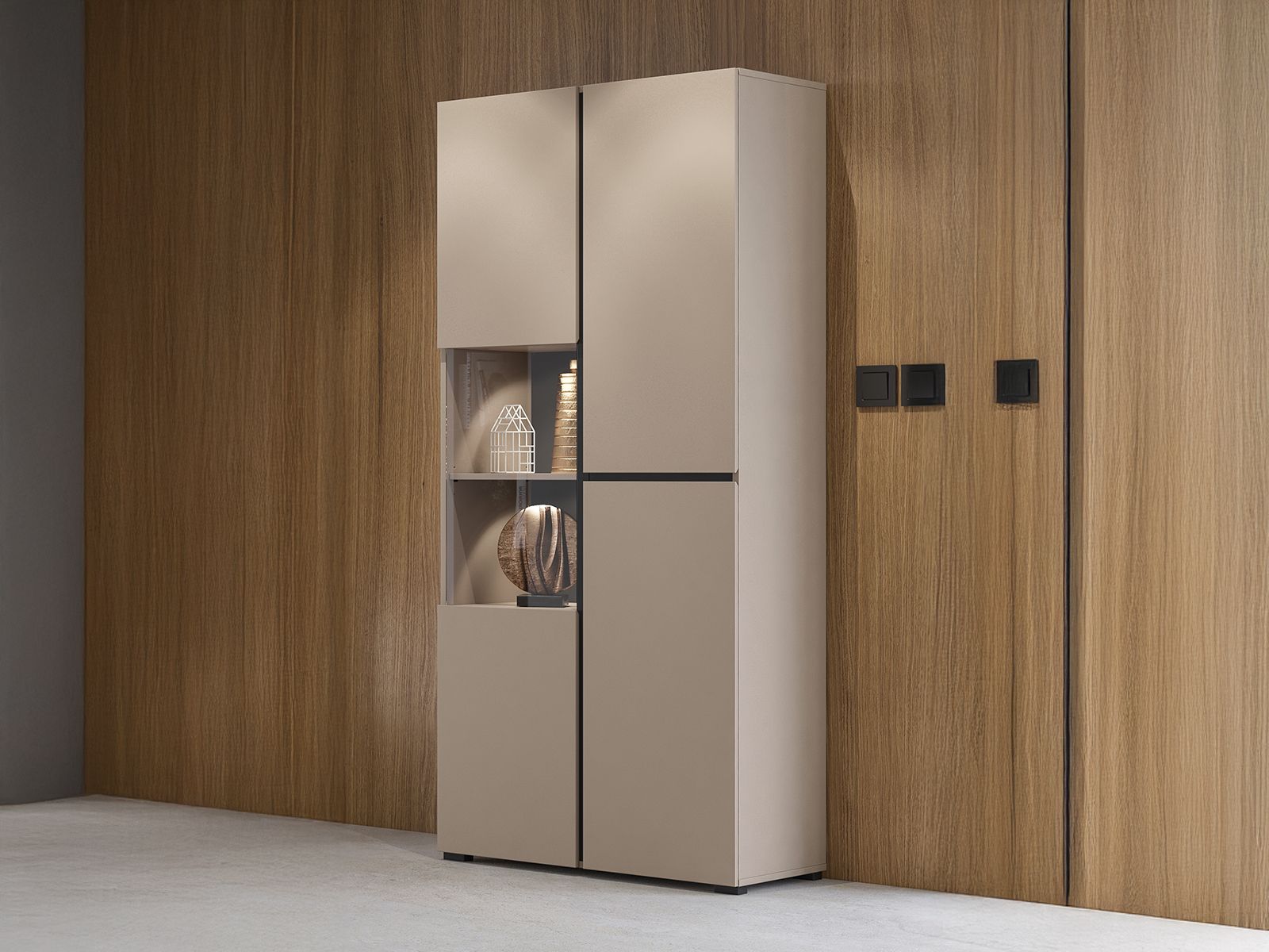 Vitrine CROSSAIR 3 portes taupe