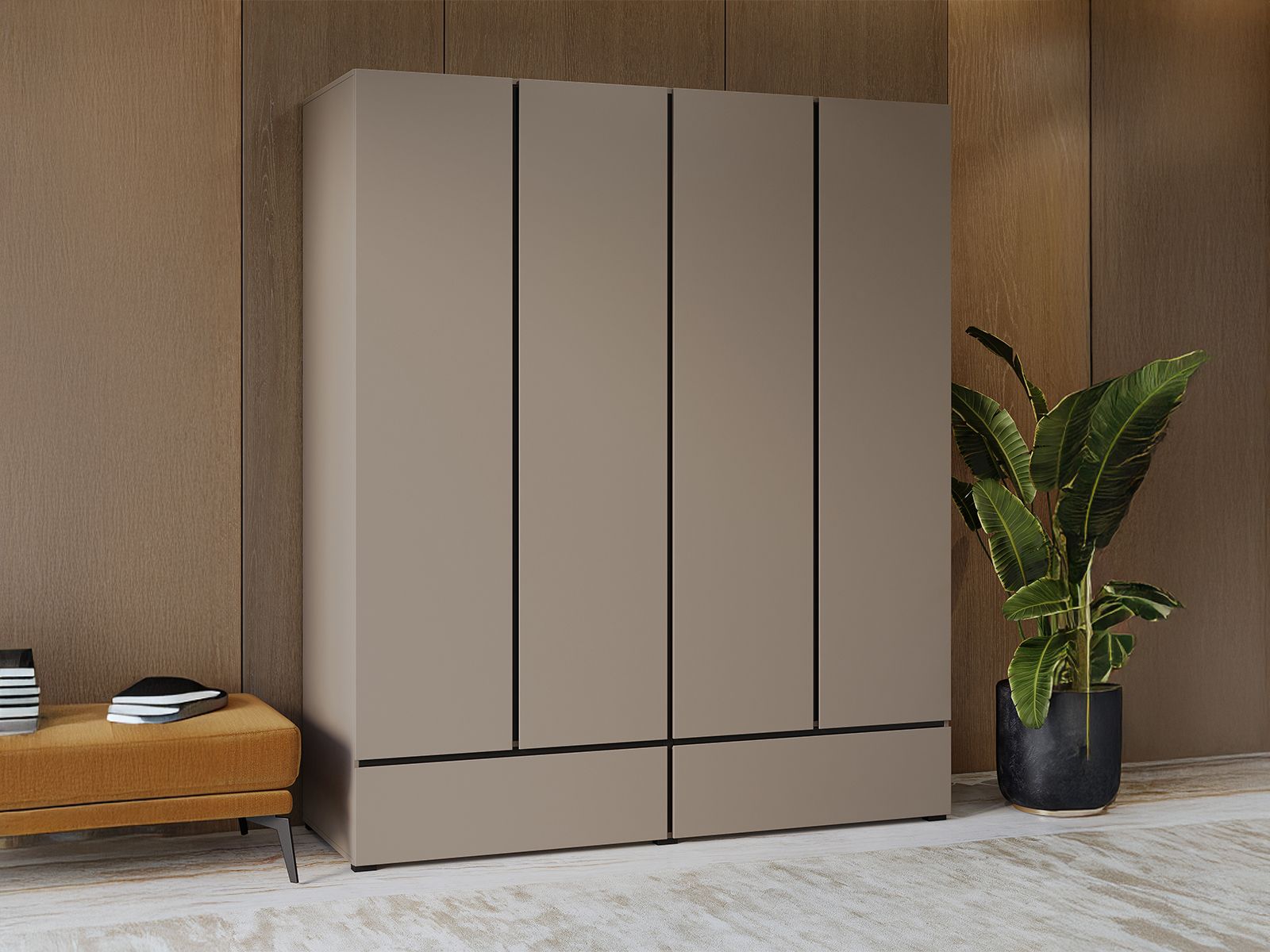 Armoire CROSSAIR 4 portes 2 tiroirs taupe