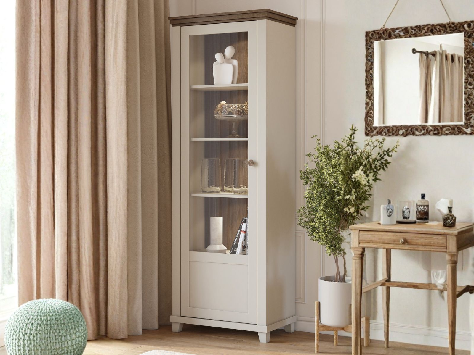 Colonne EVOCO 1 porte (gauche) cachemire/chêne dunin avec led