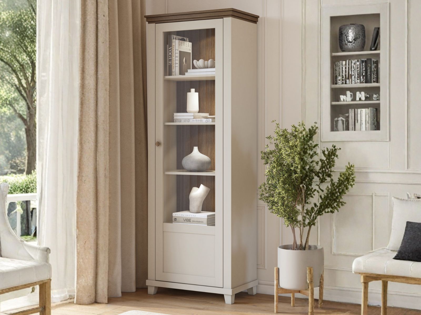 Colonne EVOCO 1 porte (droite) cachemire/chêne dunin avec led