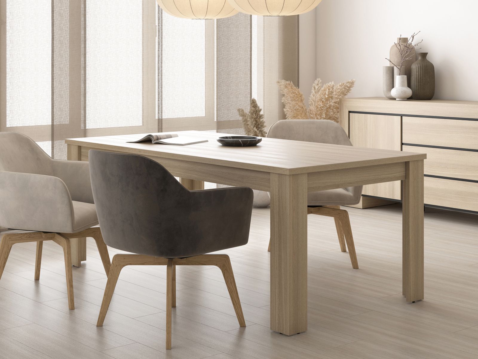 Table repas CASTRO 190 cm chêne élégant