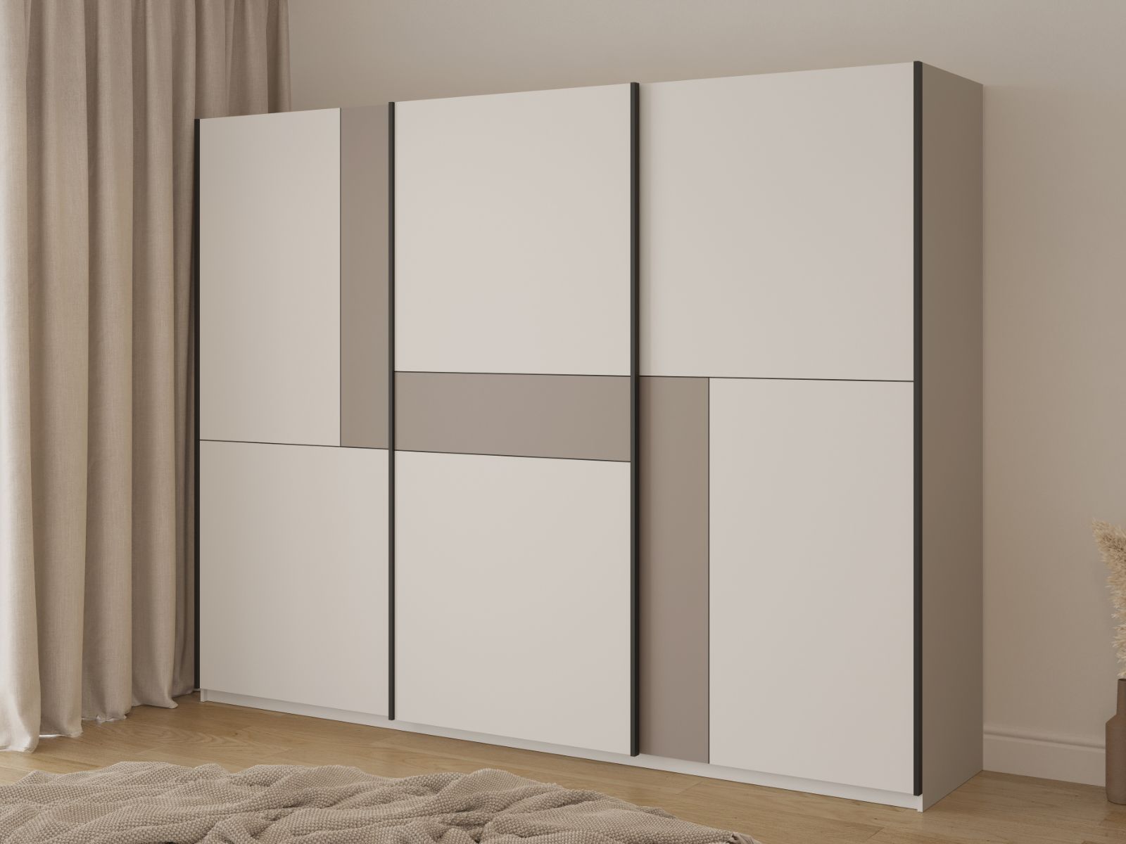 Armoire CUBER 3 portes coulissantes cachemire/taupe